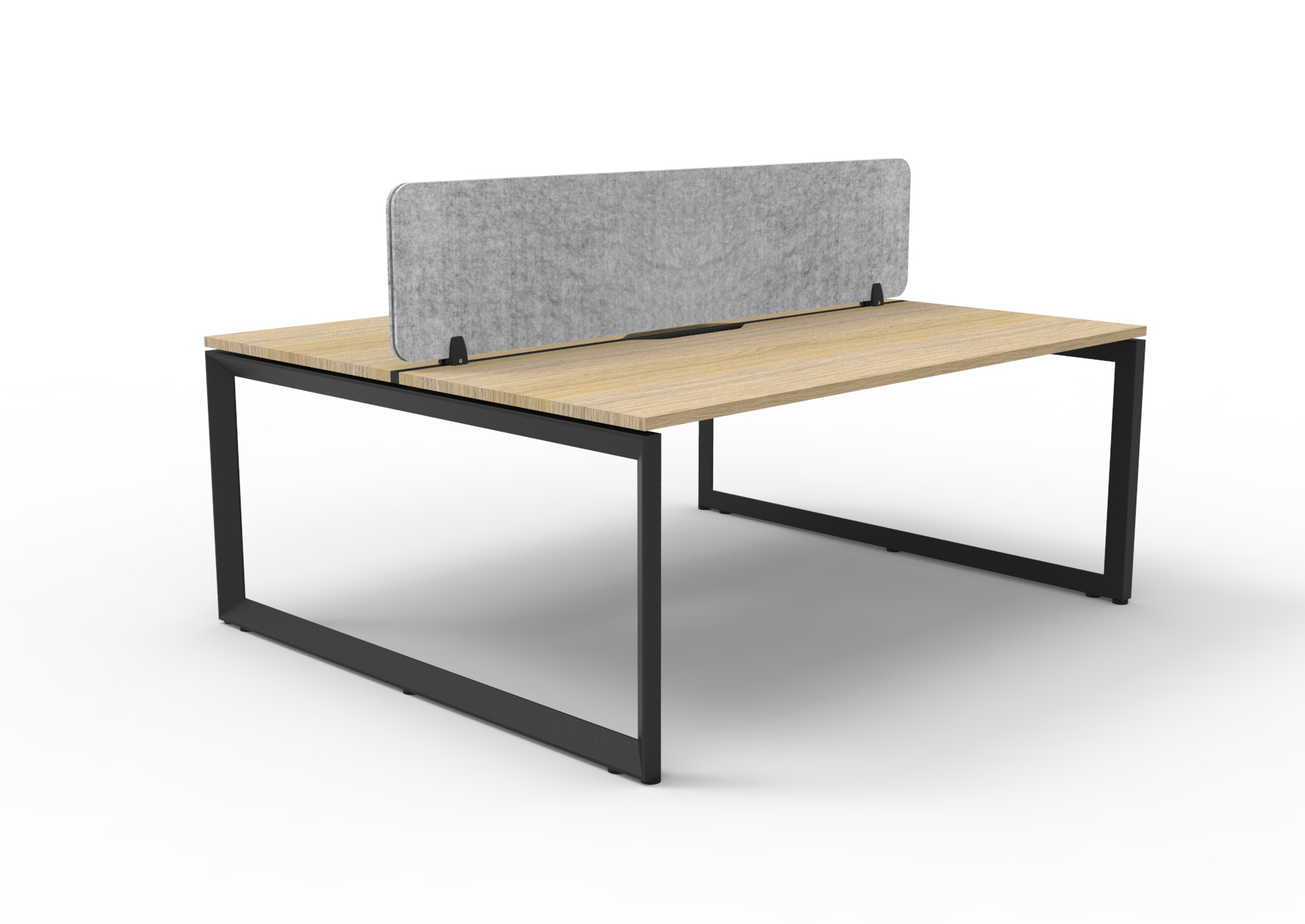 Rapidline Infinity Back-to-Back Workstation – 1800mm × 750mm, Natural Oak Top, Black Satin Base, Marble Grey PET Screen (POD of 2)