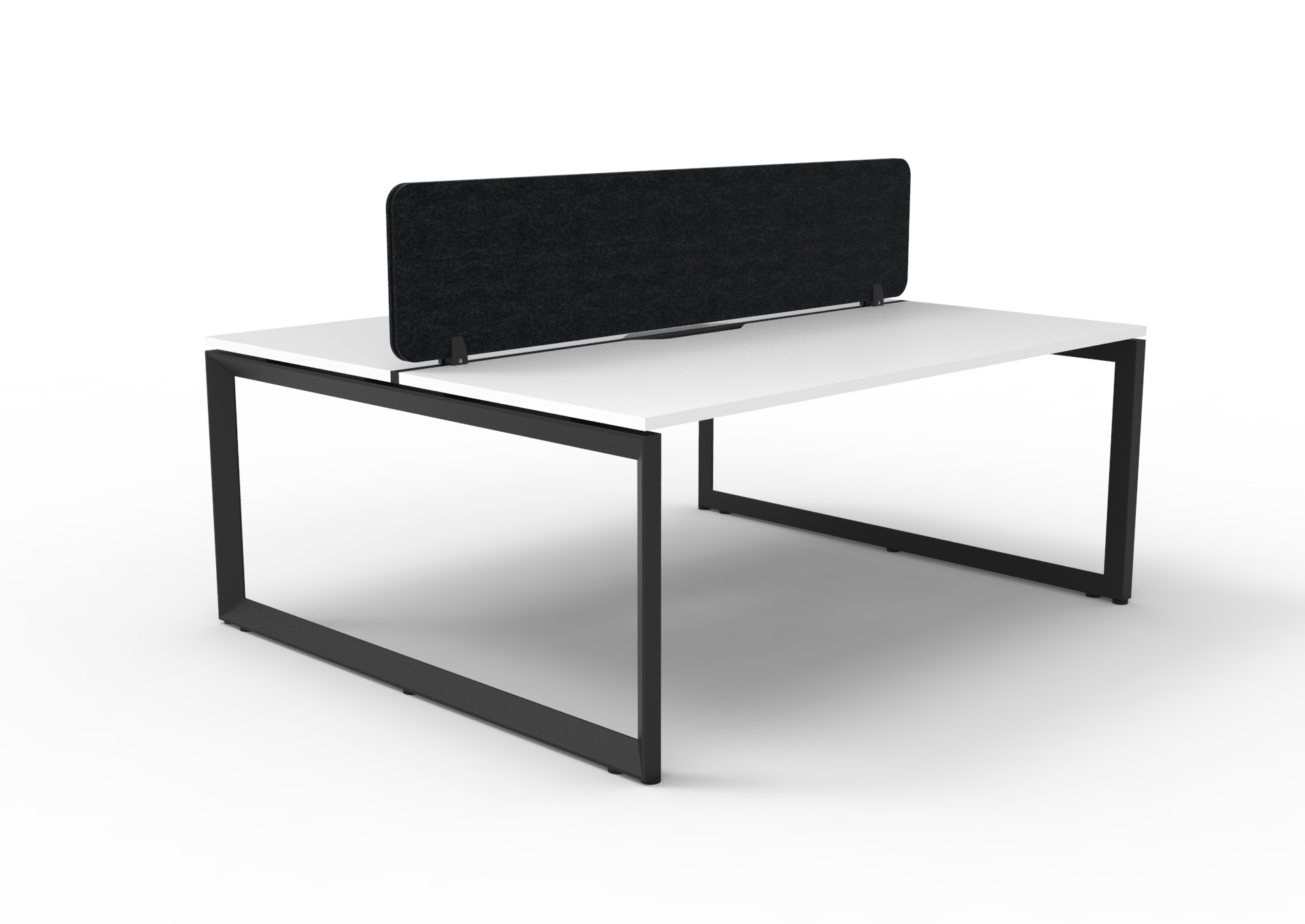 Rapidline Infinity Back-to-Back Loop Leg Workstation – Natural White Top, Black Satin Base, Black PET Screen