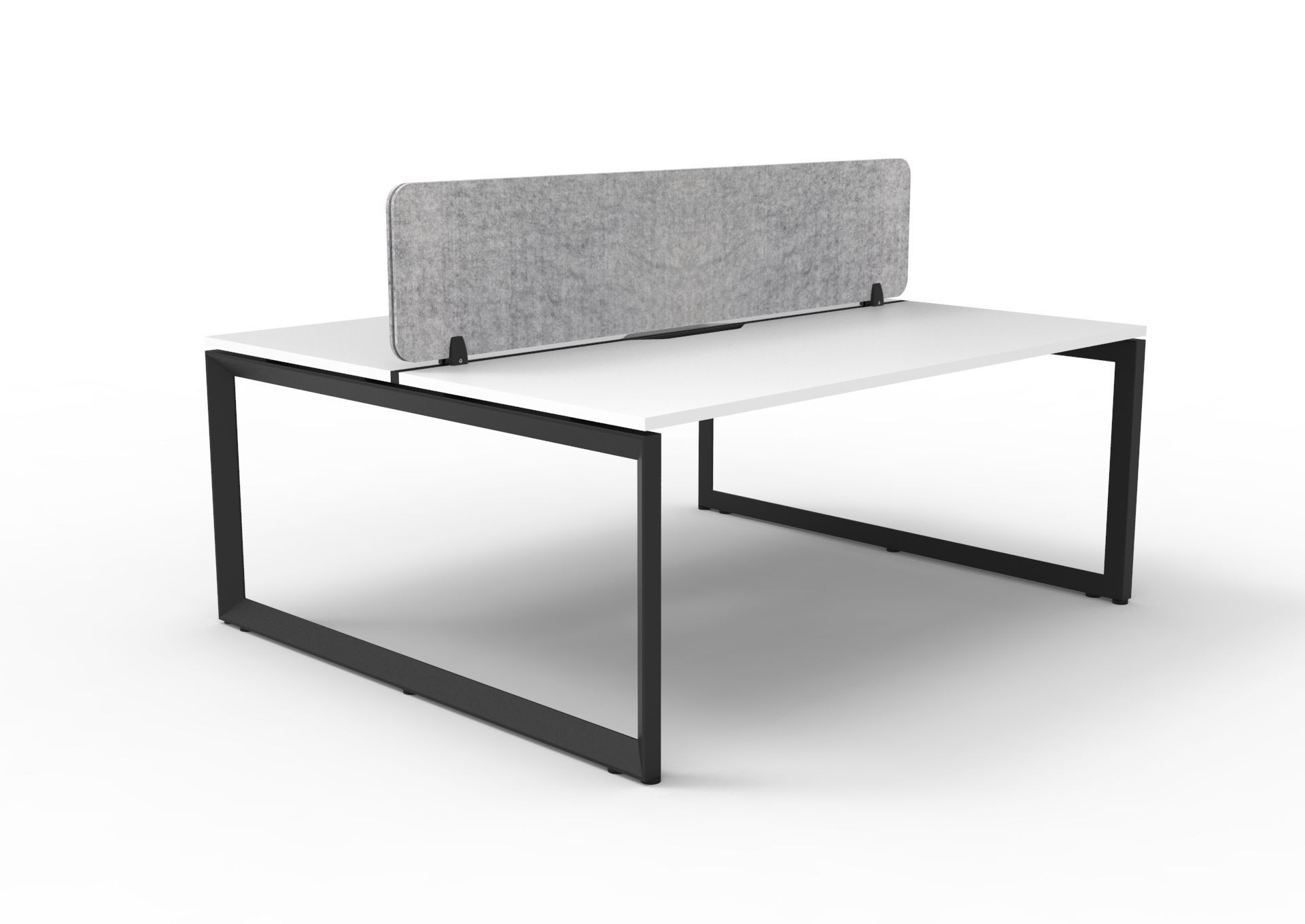 Rapidline Infinity Back-to-Back Workstation Pod of 2 – Natural White Top, Black Satin Base, Marble Grey PET Screen | 1200mm x 750mm