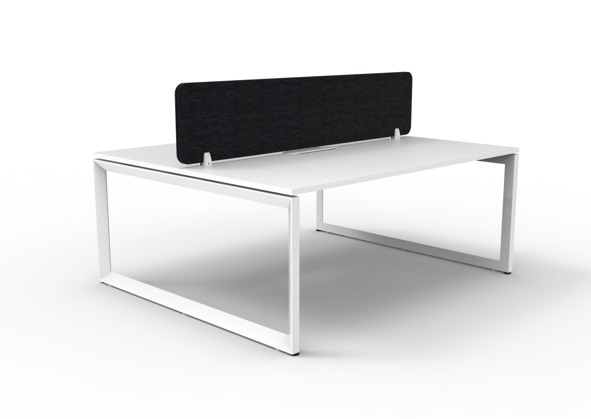 Rapidline Infinity Back-to-Back Workstation – 1500mm × 750mm, Natural White Top, White Satin Base, Black PET Screen (POD of 2)