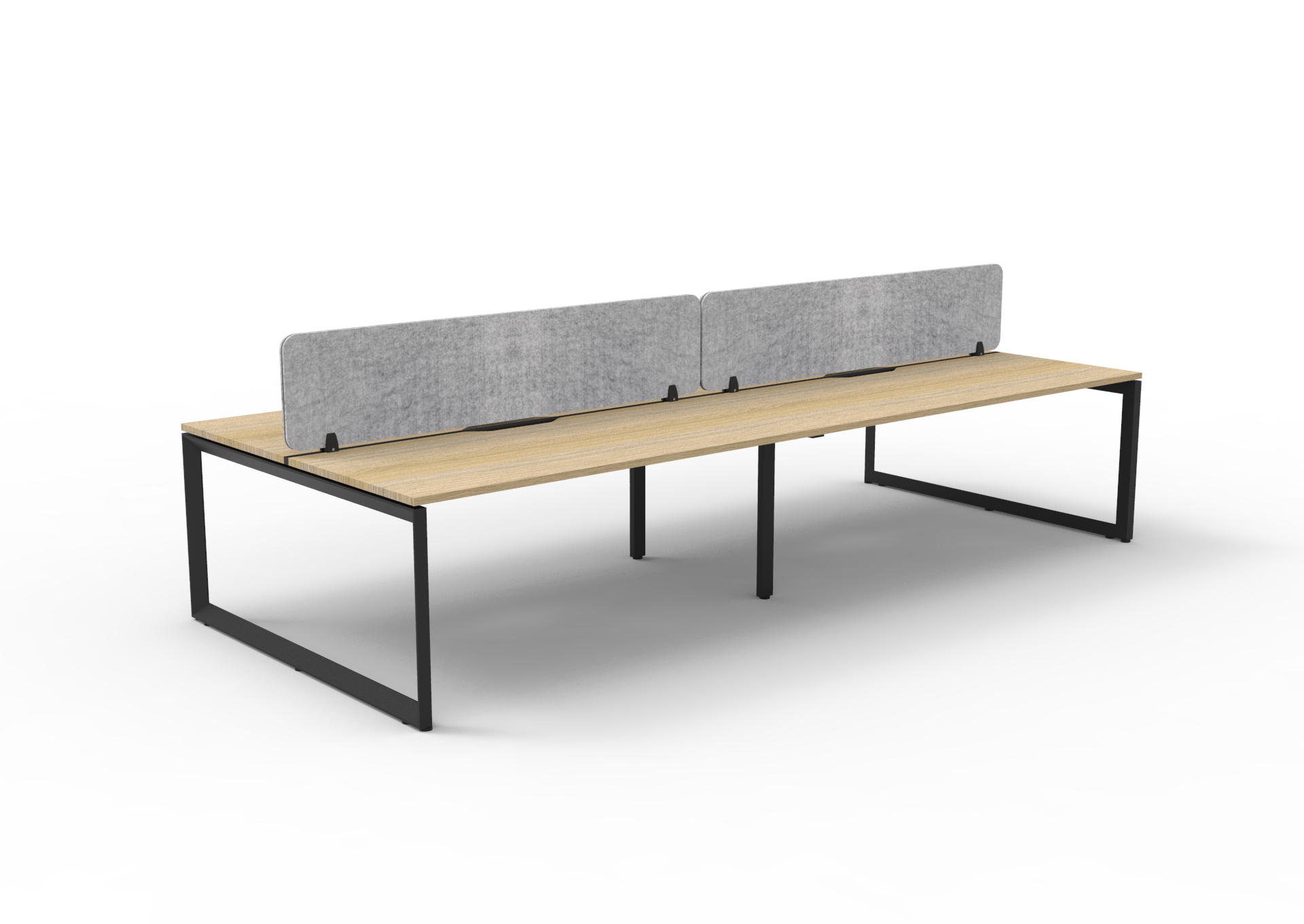 Rapidline Infinity Back-to-Back Workstation Pod of 4 | 1500mm W x 750mm D | Natural Oak Top, Black Satin Base, Marble Grey Eco Panel Screen