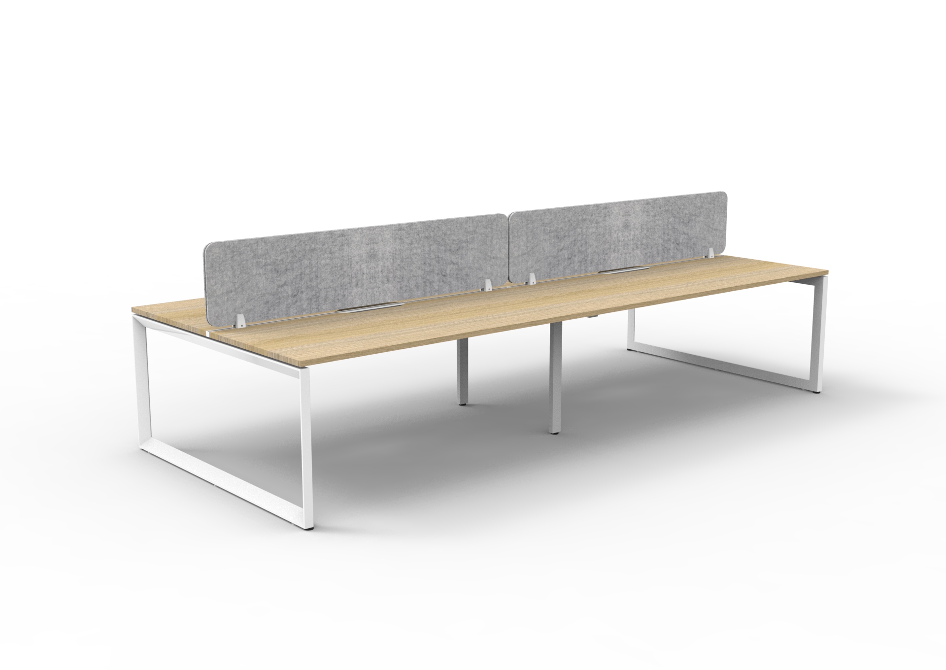 Rapidline Infinity Back-to-Back Workstation | POD of 4 | 1500×750mm | Natural Oak Top, White Satin Base, Marble Grey Screen