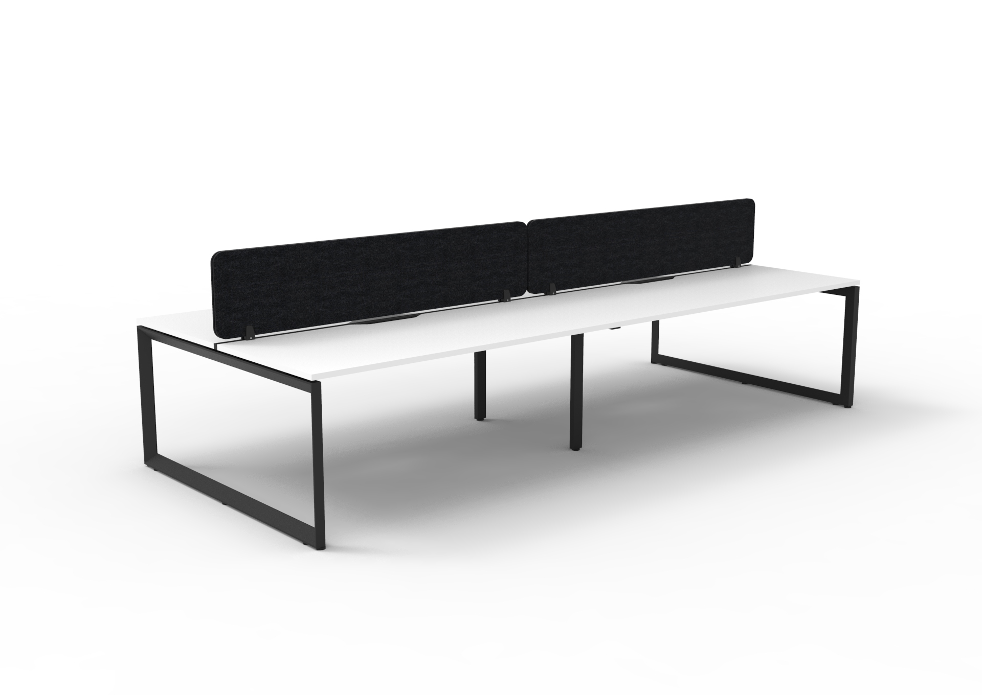 Rapidline Infinity Back-to-Back Workstation | POD of 4 | 1500×750mm | Natural White Top, Black Satin Base, Black Screen