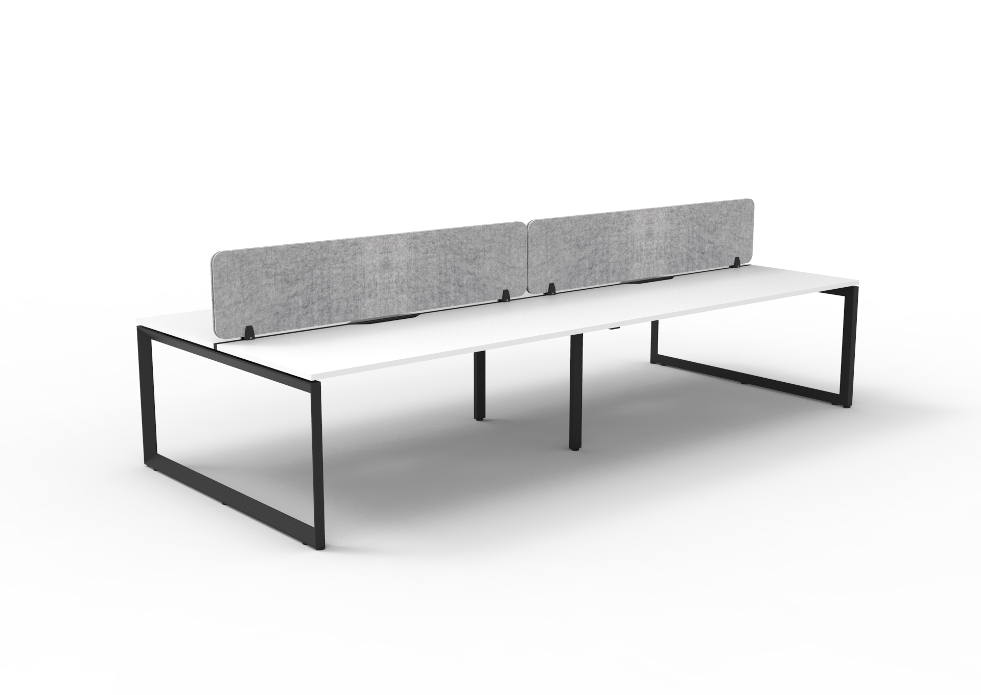 Rapidline Infinity Back-to-Back Workstation | POD of 4 | 1500×750mm | Natural White Top, Black Satin Base, Marble Grey Screen