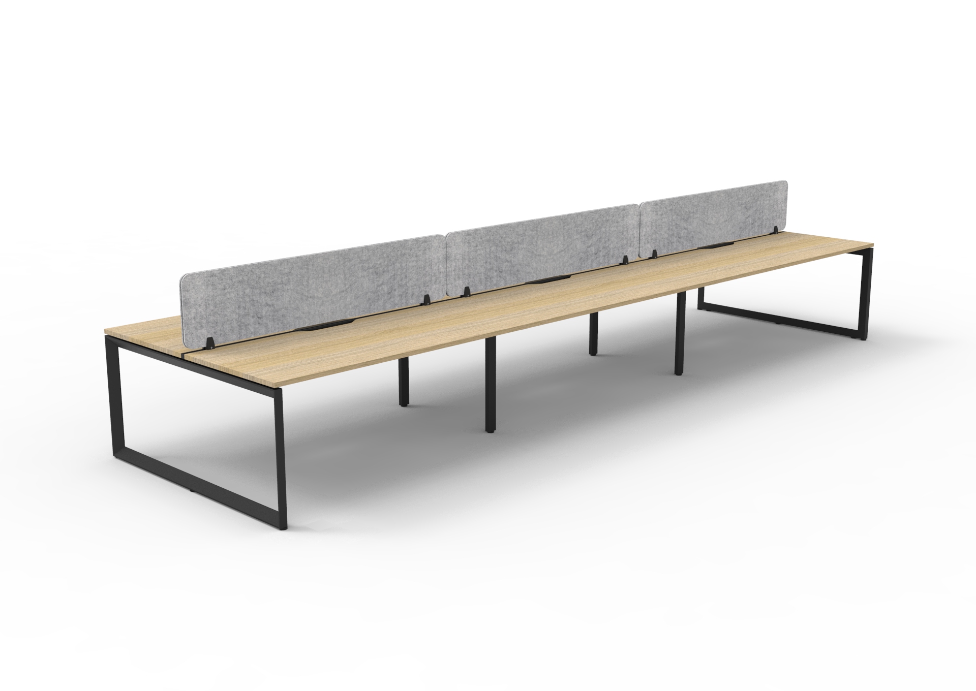 Rapidline Infinity POD of 6 Back-to-Back Workstation | 1200mm x 750mm | Natural Oak Top, Black Satin Base, Marble Grey PET Screen