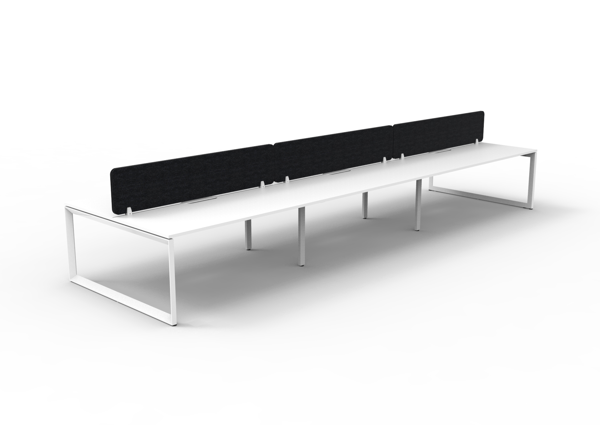 Rapidline Infinity Back-to-Back Workstation | Pod of 6 | 1200 x 750mm | Natural White Top, White Satin Base | Black PET Screen