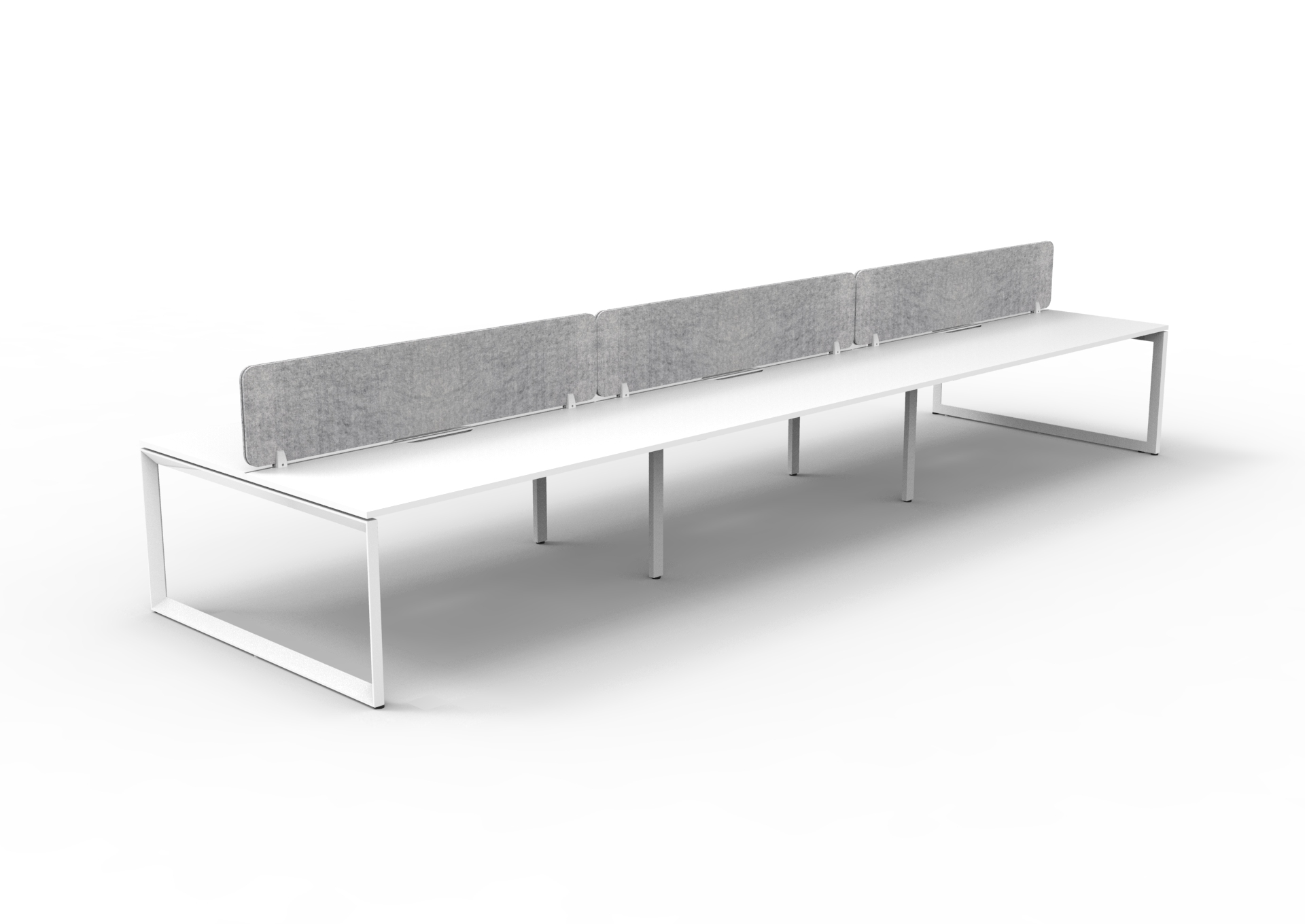 Rapidline Infinity Back-to-Back Workstation | 6-Person Pod | 1800mm x 750mm | Natural White Top, White Satin Base | Marble Grey PET Screen