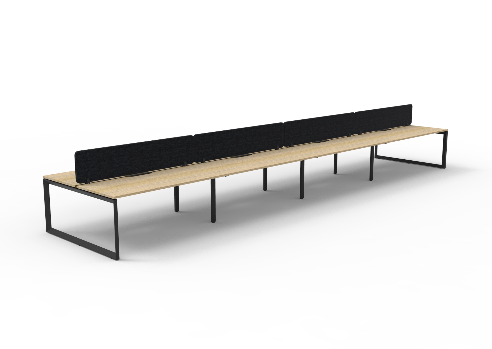 Rapidline Infinity 8-Pod Back-to-Back Workstation | 1500 x 750mm | Natural Oak Top & Black Base | Black PET Screen