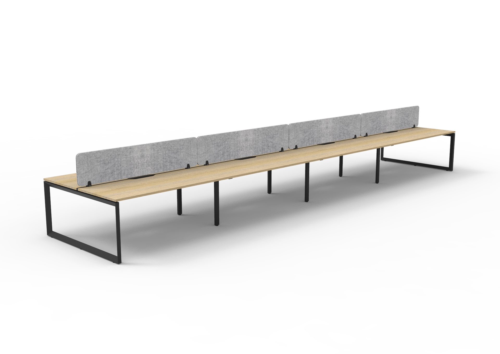 Rapidline Infinity Back-to-Back Workstation | 8-Person Pod | 1200mm x 750mm | Natural Oak Top, Black Satin Base | Marble Grey PET Screen