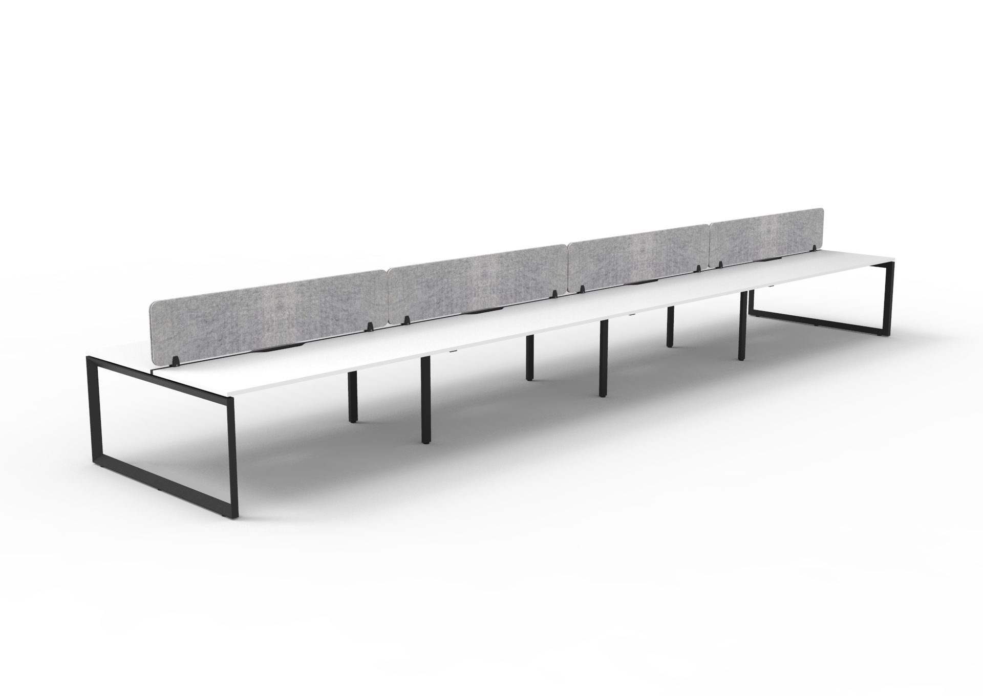 Rapidline Infinity Back-to-Back Loop Leg Workstation | Pod of 8 | Natural White Top & Black Satin Base | Marble Grey PET Screen | 1200 x 750mm
