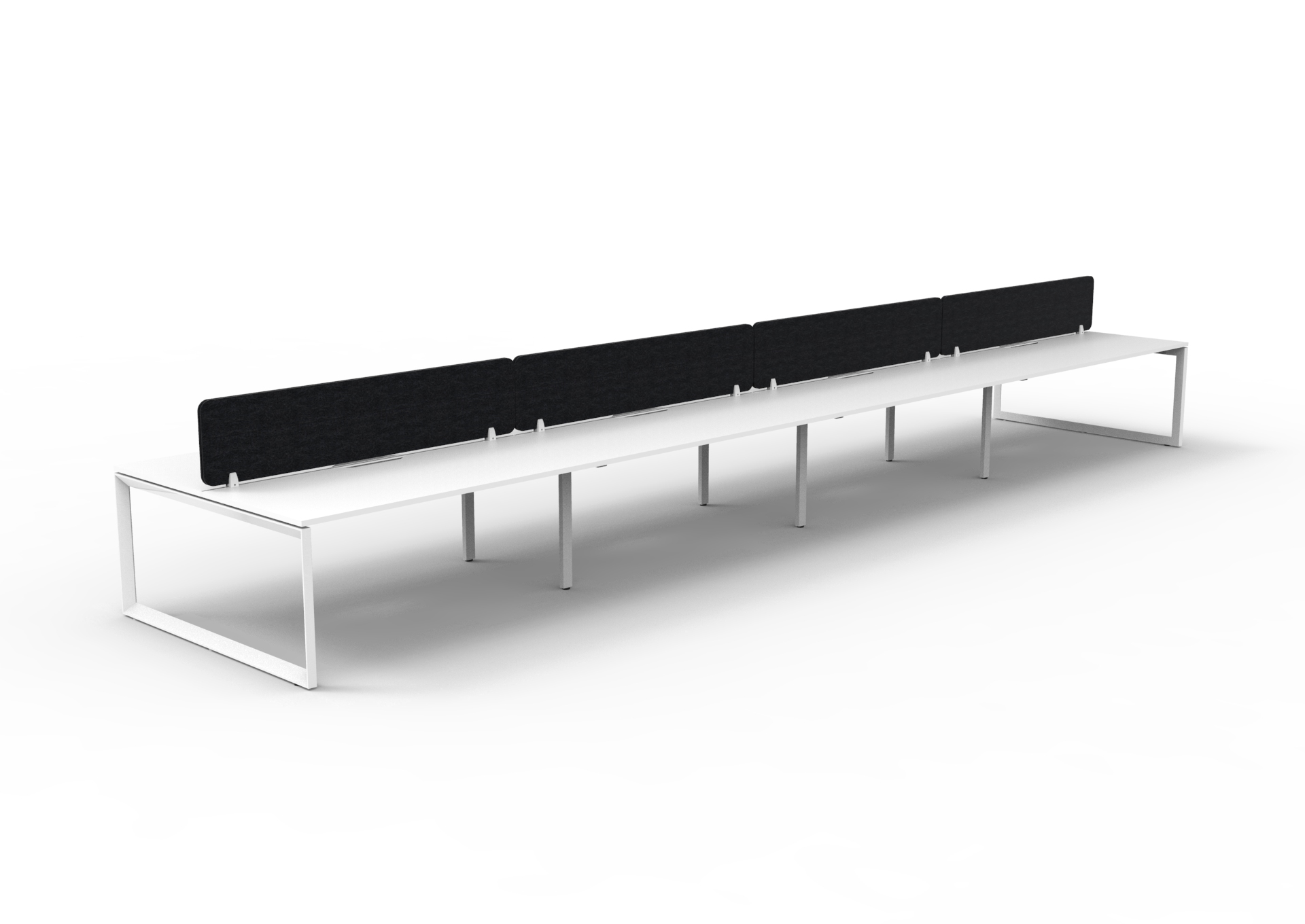 Rapidline Infinity 8-Pod Back-to-Back Workstation | 1200 x 750mm | Natural White Top & Base | Black PET Screen