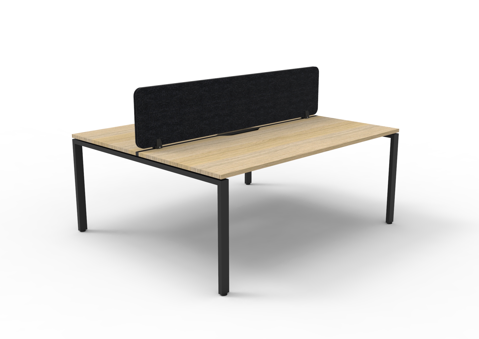 Rapidline Infinity Back-to-Back Workstation – POD of 2, 1200 x 750mm, Natural Oak Top, Black Satin Base, Black PET Screen