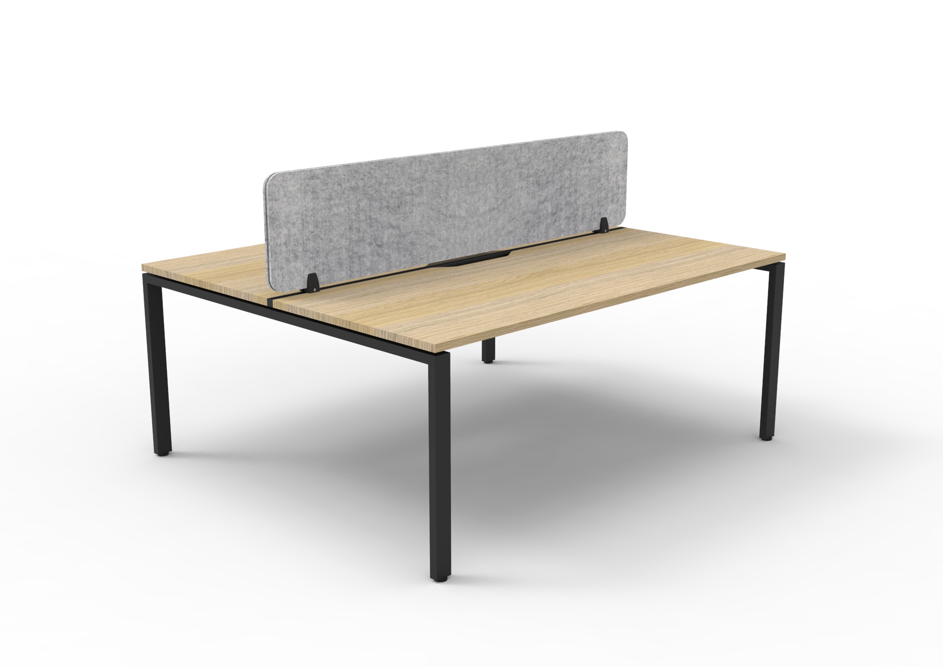 Rapidline Infinity Back-to-Back Workstation – POD of 2, 1200 x 750mm, Natural Oak Top, Black Satin Base, Marble Grey PET Screen