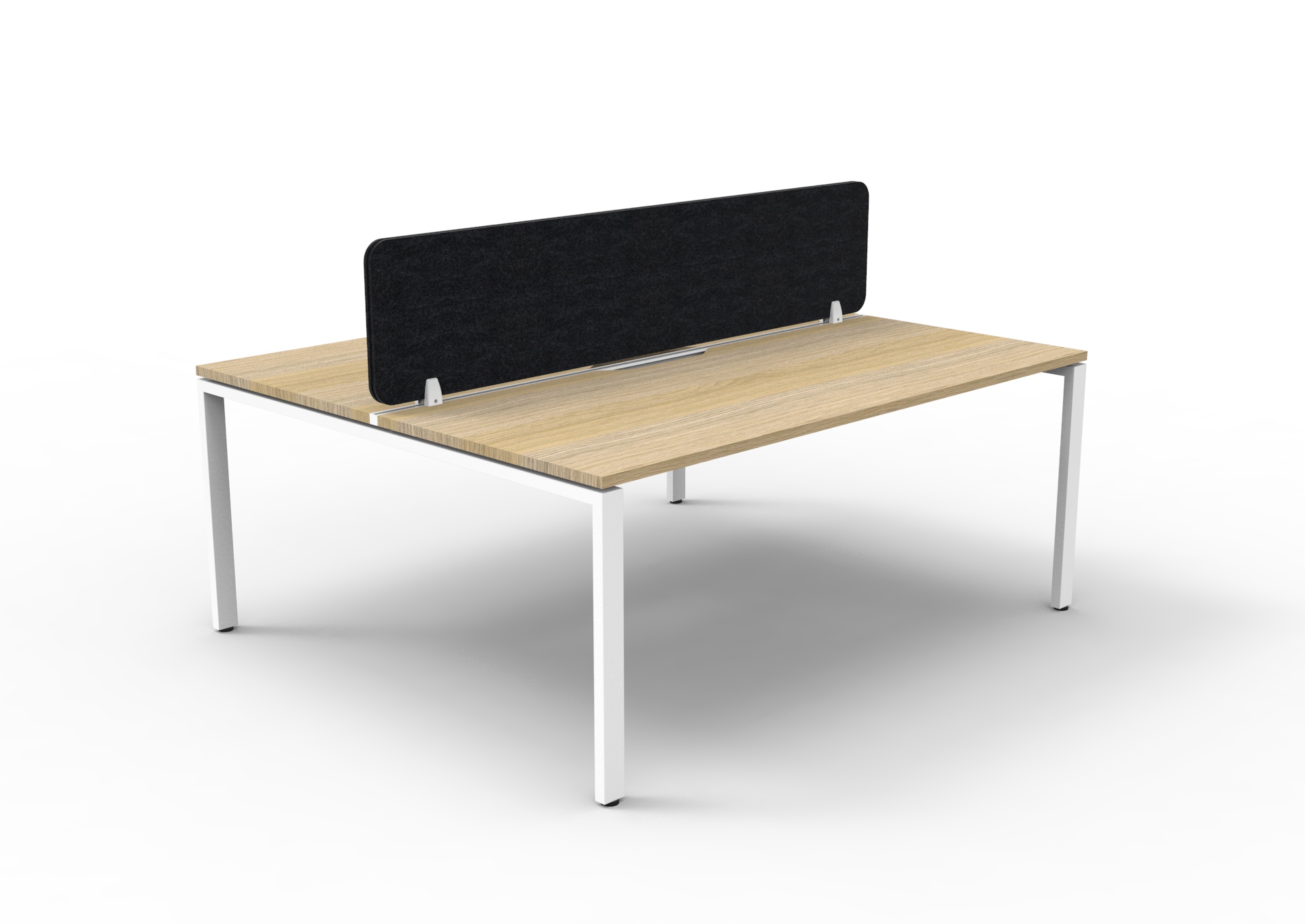 Rapidline Infinity Back-to-Back Workstation | 1200W x 750D | Natural Oak Top, White Satin Base, Black PET Screen