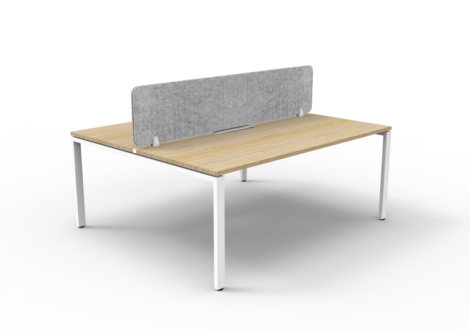 Rapidline Infinity Back-to-Back Workstation | 1200W x 750D | Natural Oak Top, White Satin Base, Marble Grey PET Screen