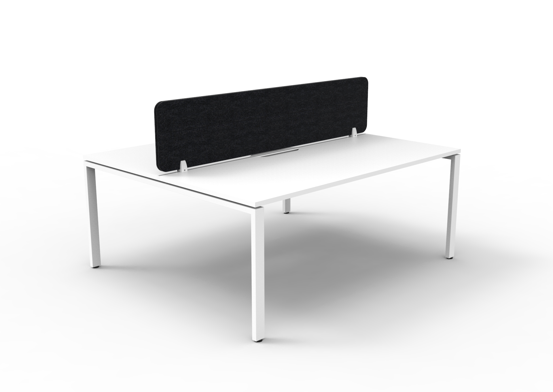 Rapidline Infinity 2-Person Back-to-Back Workstation | 1800 x 750mm | Natural White Top, White Satin Base, Black PET Screen