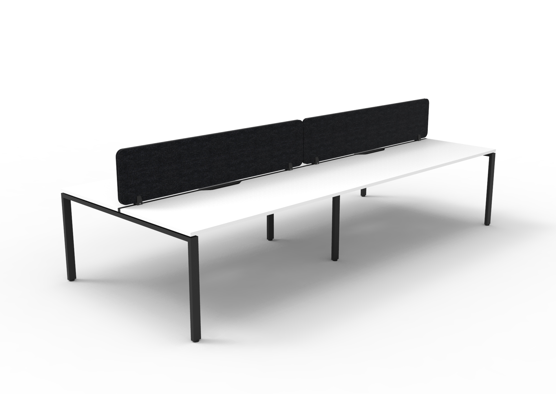 Rapidline Infinity Back-to-Back Workstation | POD of 4 | 1500mm x 750mm | Natural White Top, Black Satin Base, Black Screen