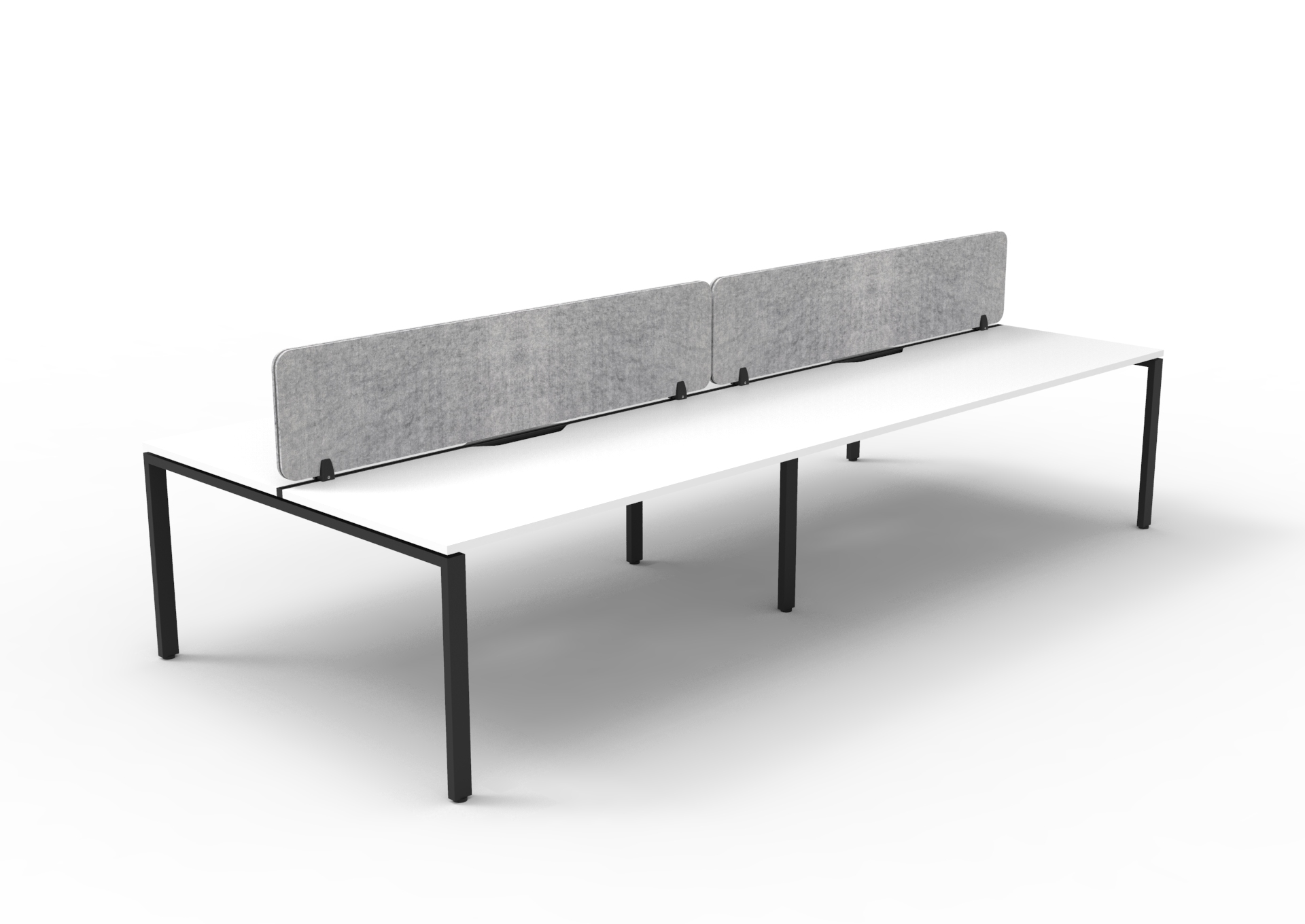 Rapidline Infinity Back-to-Back Workstation | POD of 4 | 1500mm x 750mm | Natural White Top, Black Satin Base, Marble Grey Screen