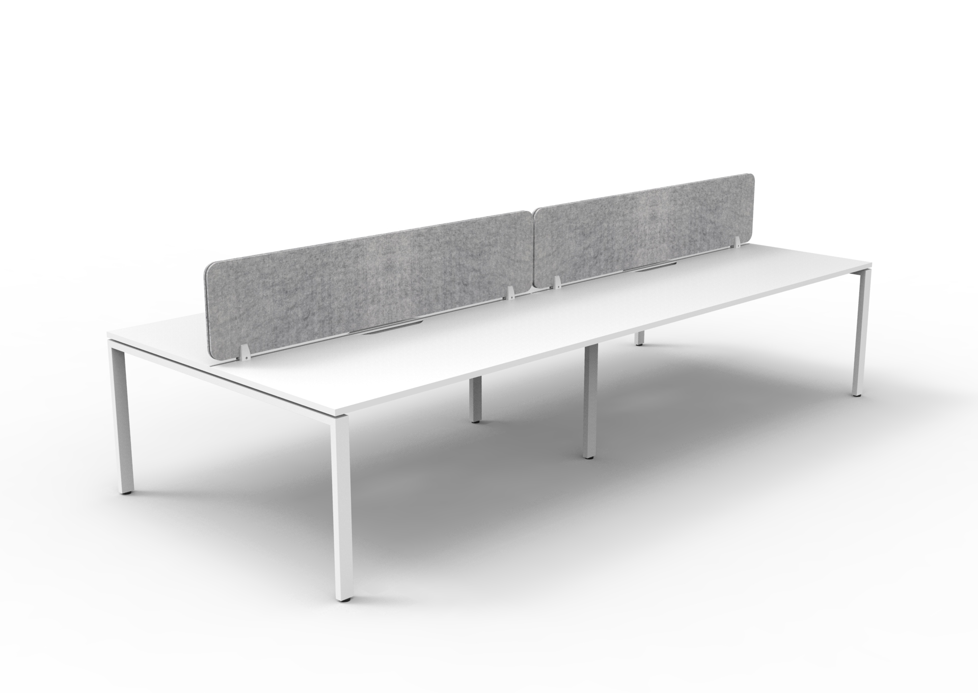 Rapidline Infinity Back-to-Back Workstation – 4-Pod, 1500×750mm, White Top & Satin Base, Marble Grey PET Screen