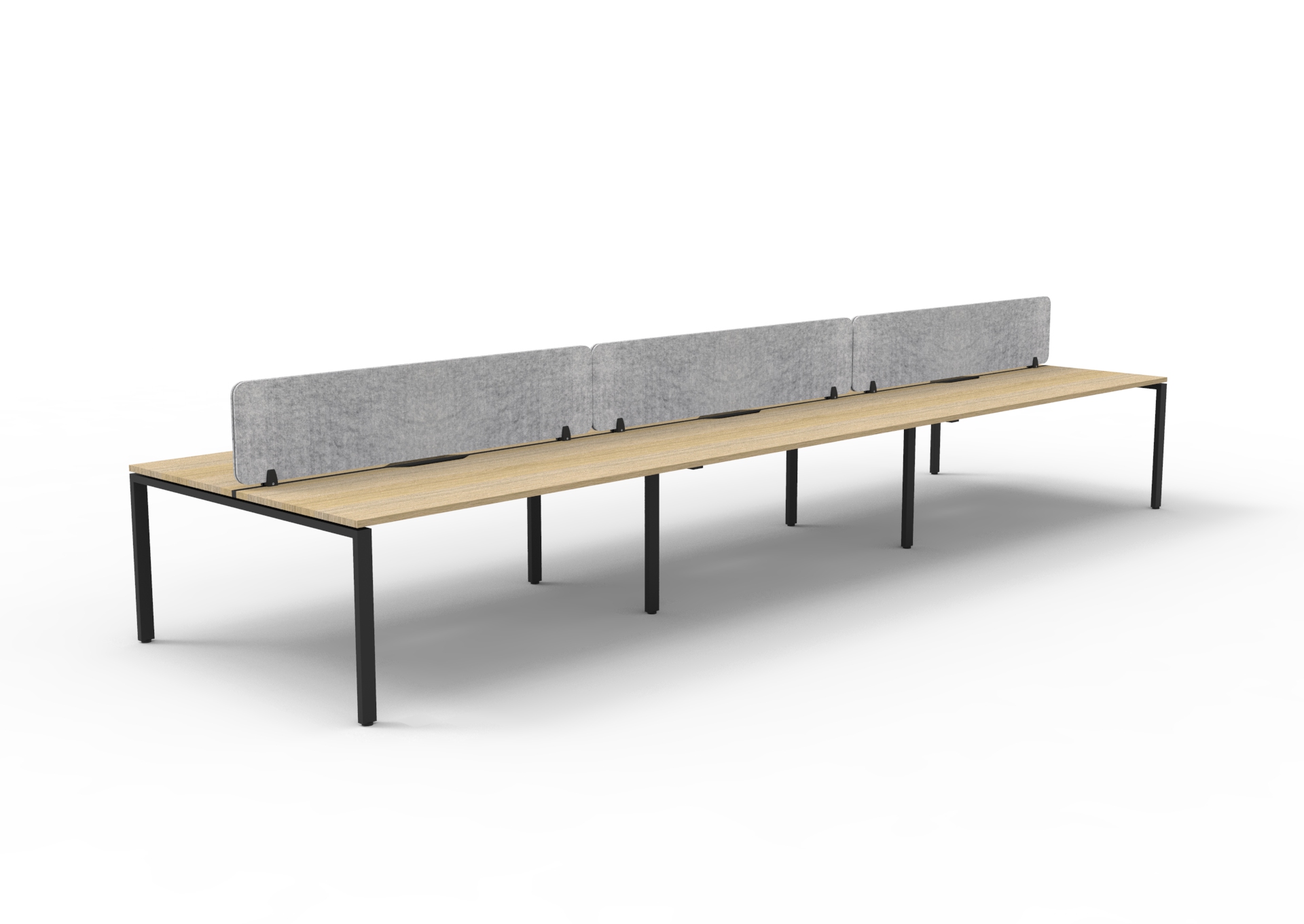Rapidline Infinity Back-to-Back Workstation | 6-Pod | 1500mm W x 750mm D | Natural Oak Top, Black Satin Base, Marble Grey Screen