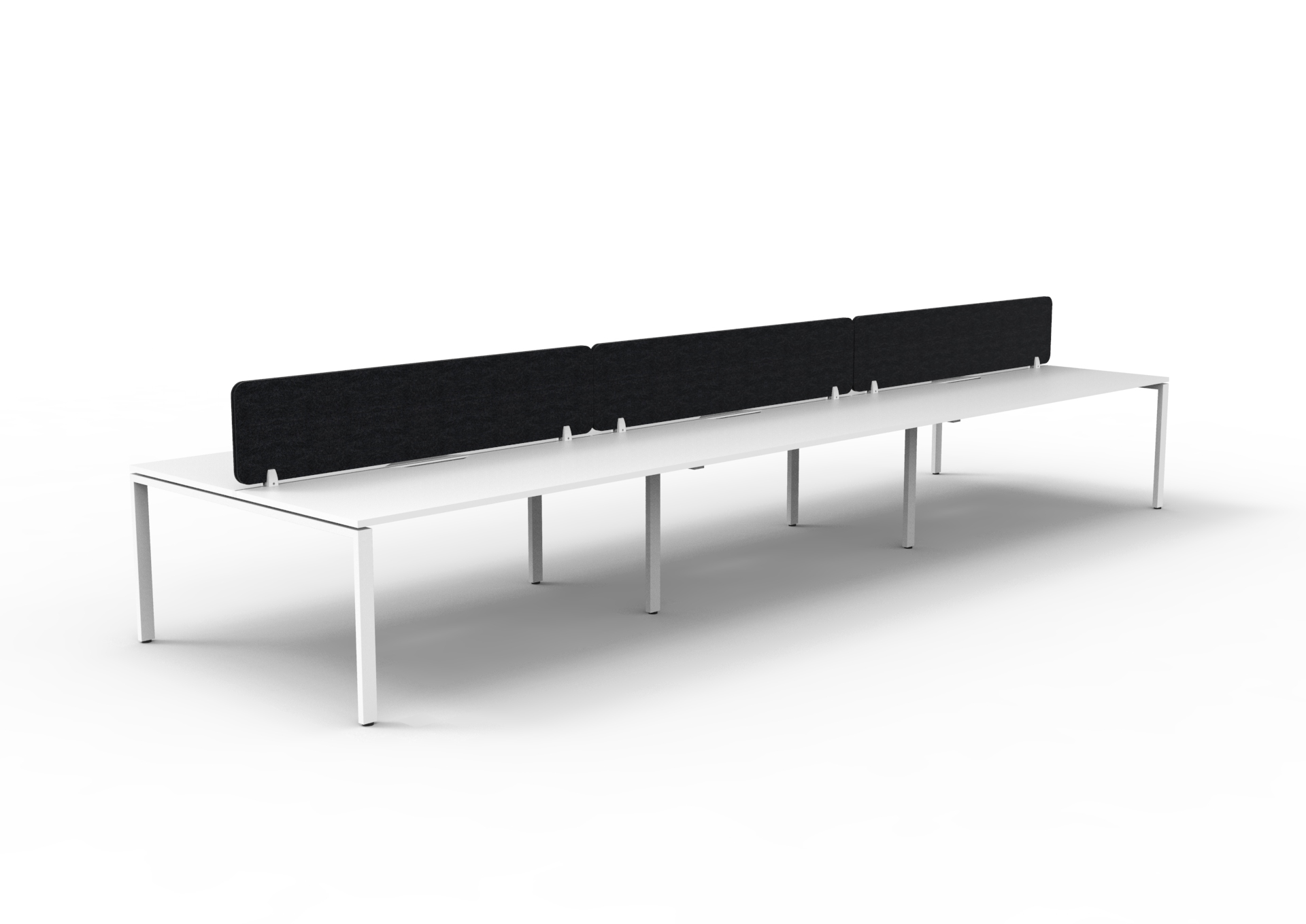 Rapidline Infinity Back-to-Back Workstation | Pod of 6 | 1500mm W x 750mm D | Natural White Top, White Satin Base, Black PET Screen