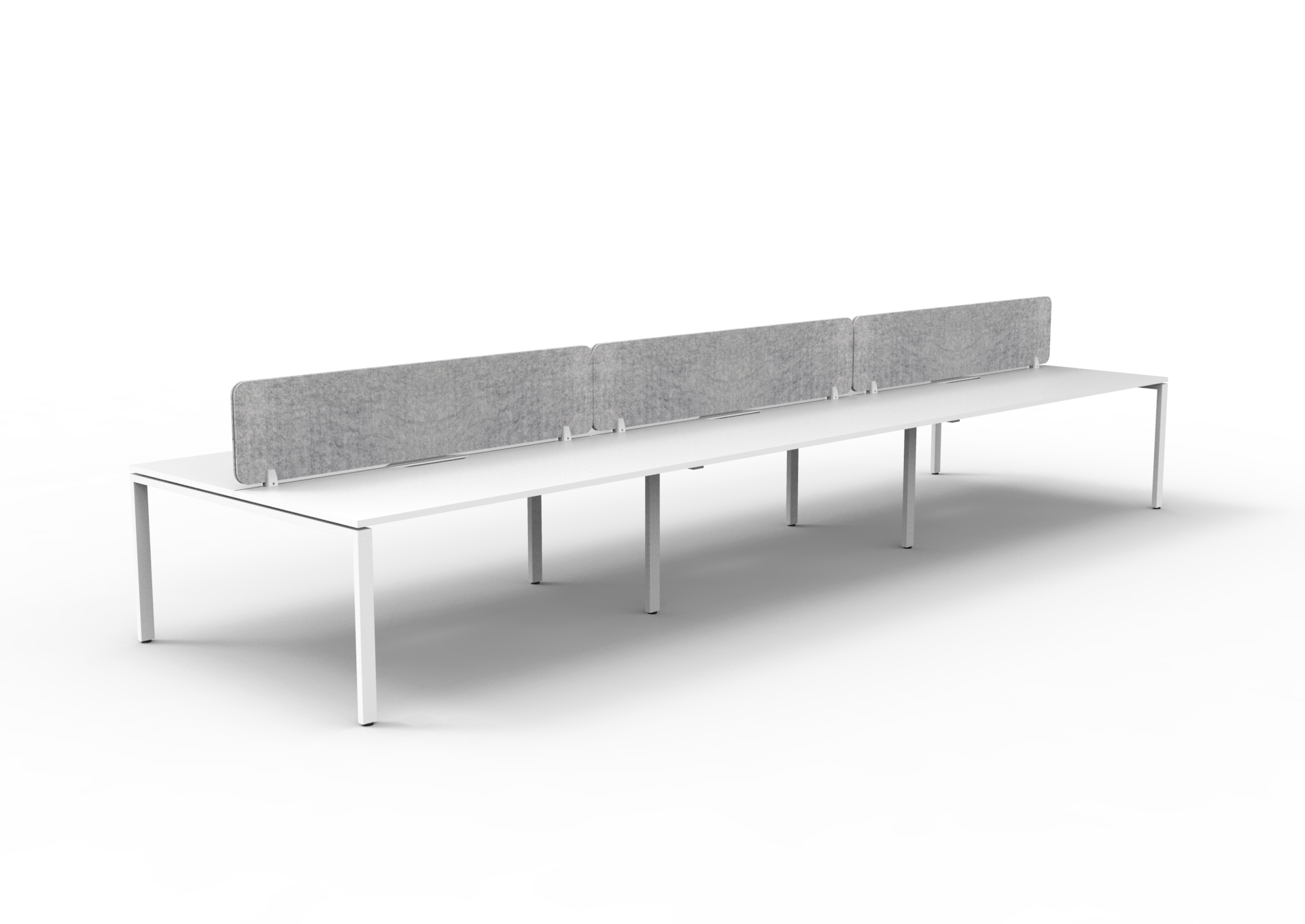 Rapidline Infinity Back-to-Back Pod of 6 Workstation | 1800mm W x 750mm D | Natural White Top & White Satin Base | Marble Grey PET Screen
