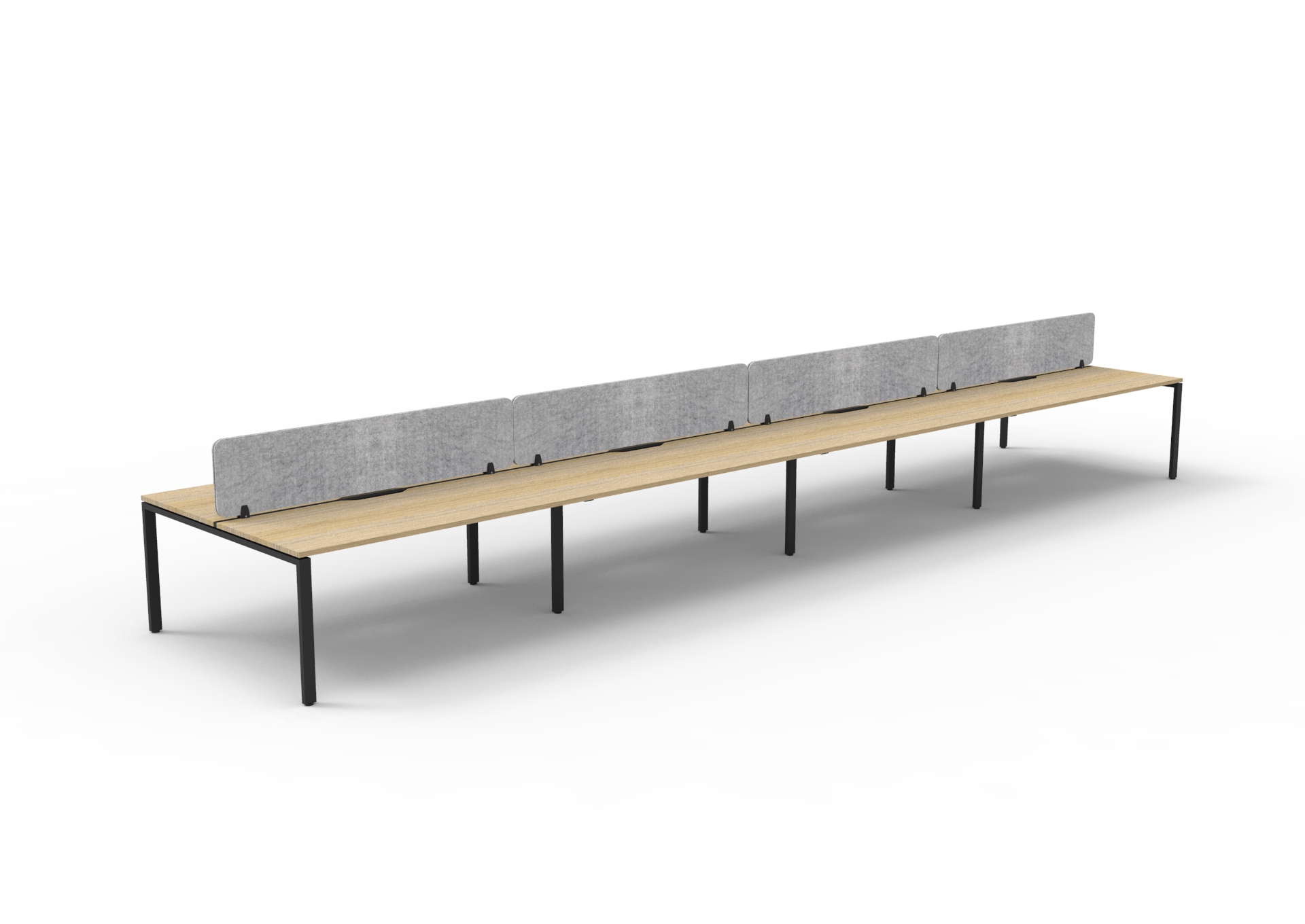 Rapidline Infinity Back-to-Back Pod of 8 Workstation | 1200mm W x 750mm D | Natural Oak Top & Black Satin Base | Marble Grey PET Screen