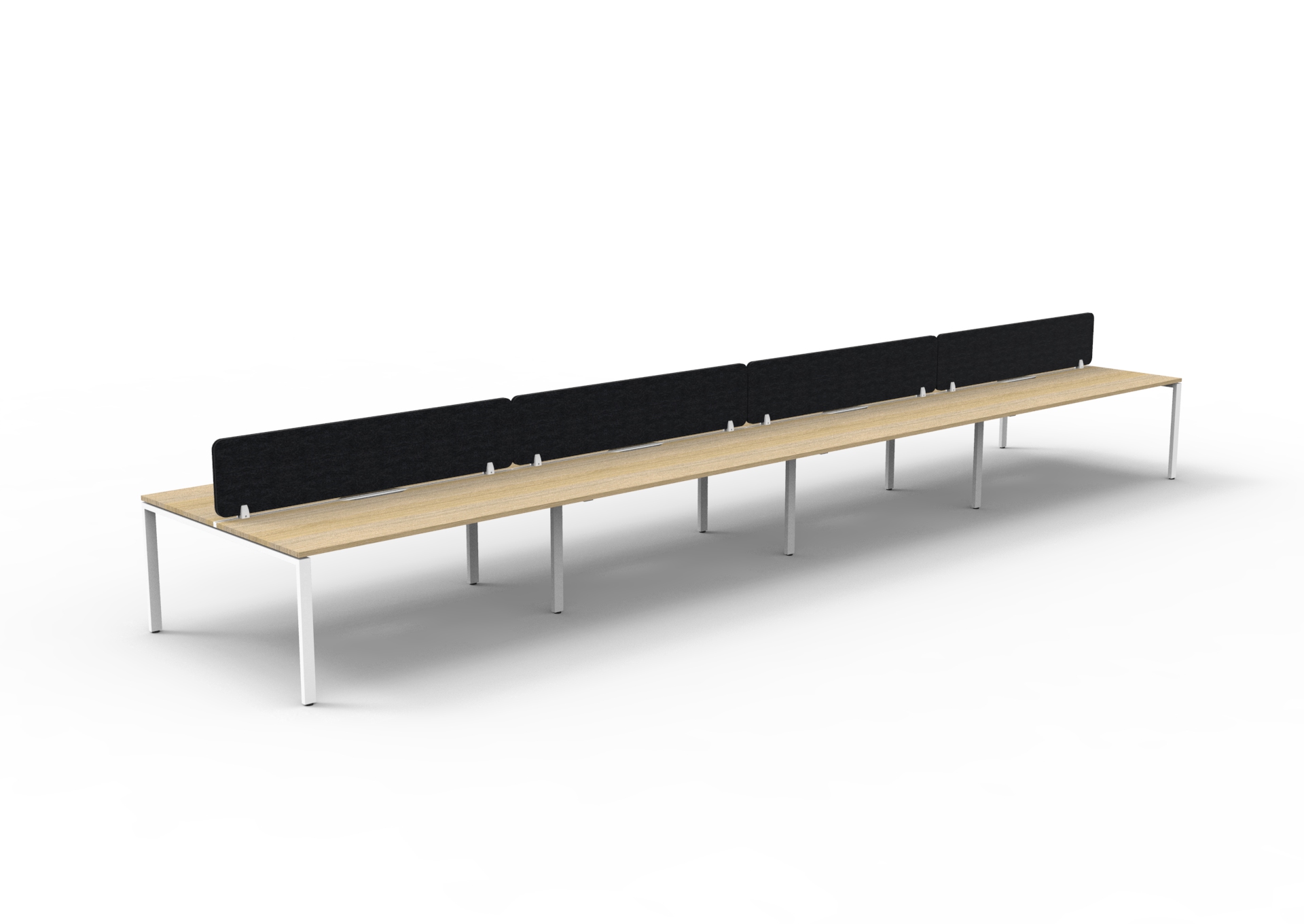 Rapidline Infinity Back-to-Back Workstation – Natural Oak Top, White Satin Base, Black Screen (POD of 8)