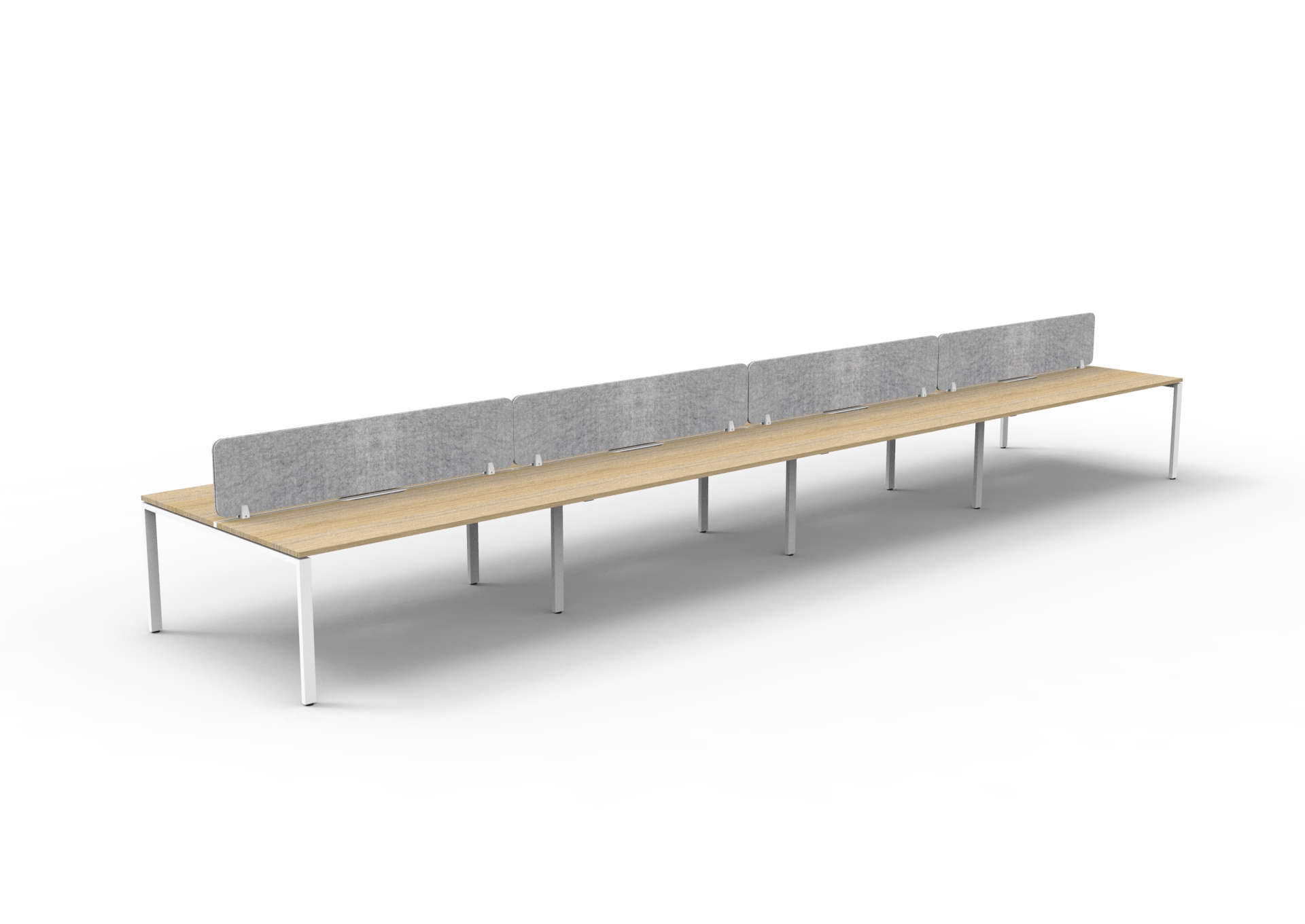 Rapidline Infinity Back-to-Back Workstation – Natural Oak Top, White Satin Base, Marble Grey Screen (POD of 8)