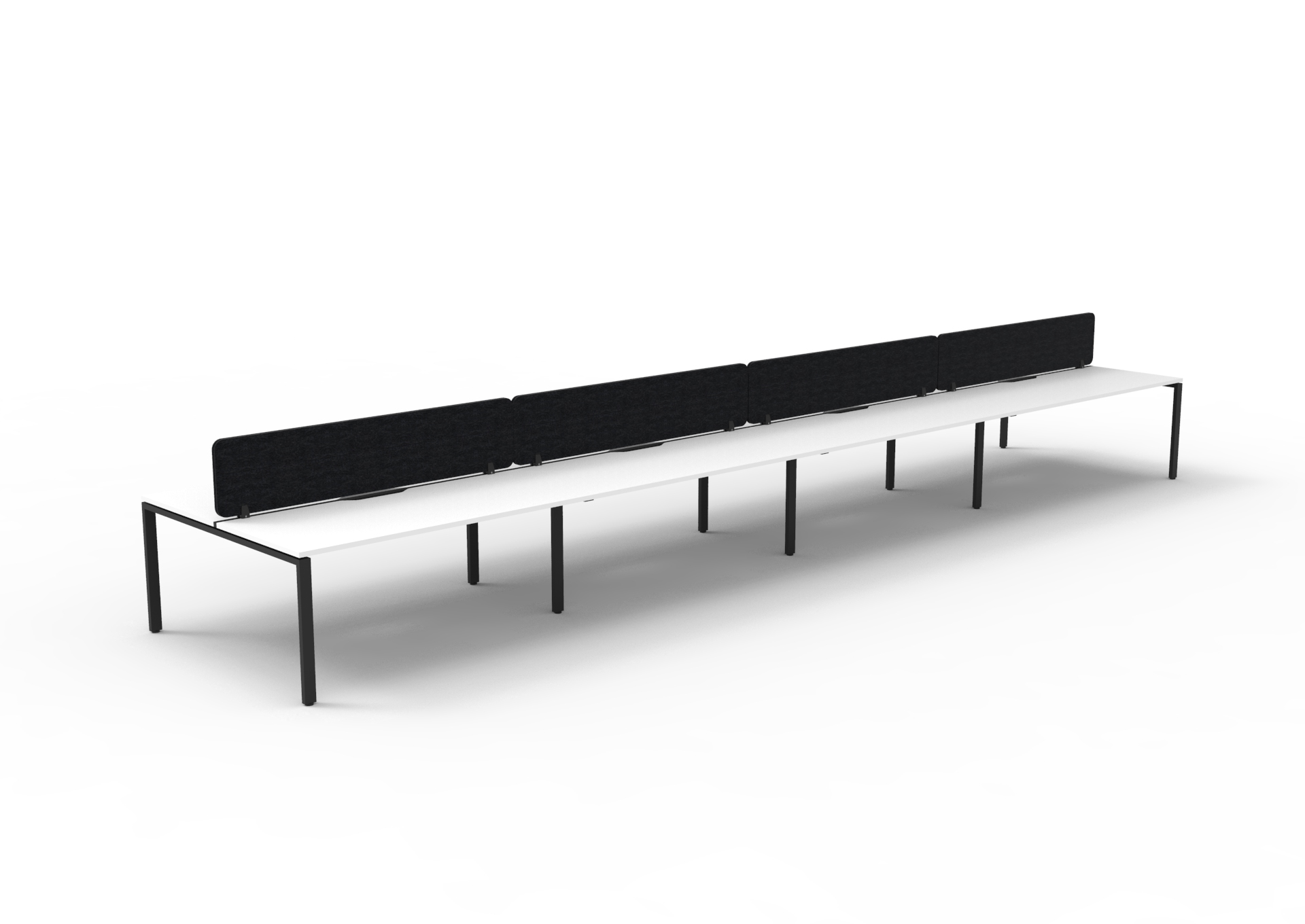 Rapidline Infinity Back-to-Back Workstation – Natural White Top, Black Satin Base, Black Screen (POD of 8)