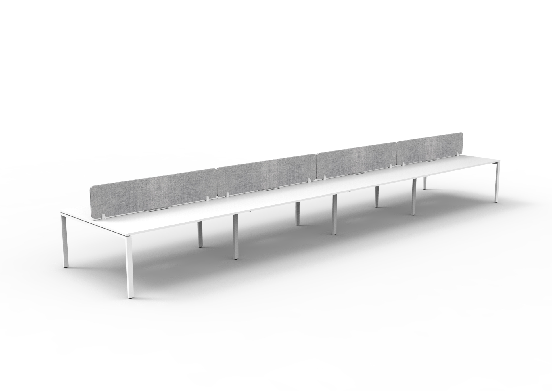 Rapidline Infinity Back-to-Back Workstation – 8-Person Pod | 1500 x 750mm | Natural White Top, White Satin Base | Marble Grey Eco Panel Screen