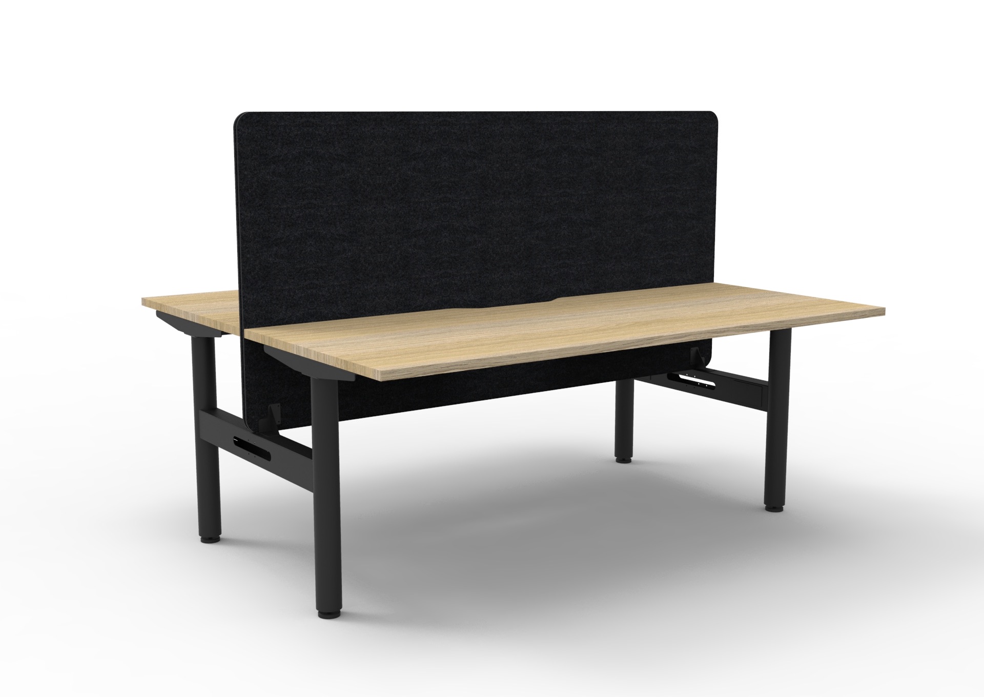 Rapidline Halo Static Back-to-Back Desk – 1800×750mm | Natural Oak Top, Black Satin Frame, Black PET Screen