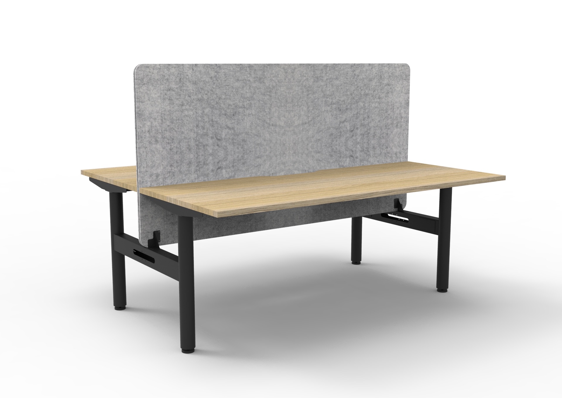 Rapidline Halo Static Back-to-Back Desk – 1800×750mm | Natural Oak Top, Black Satin Frame, Marble Grey PET Screen