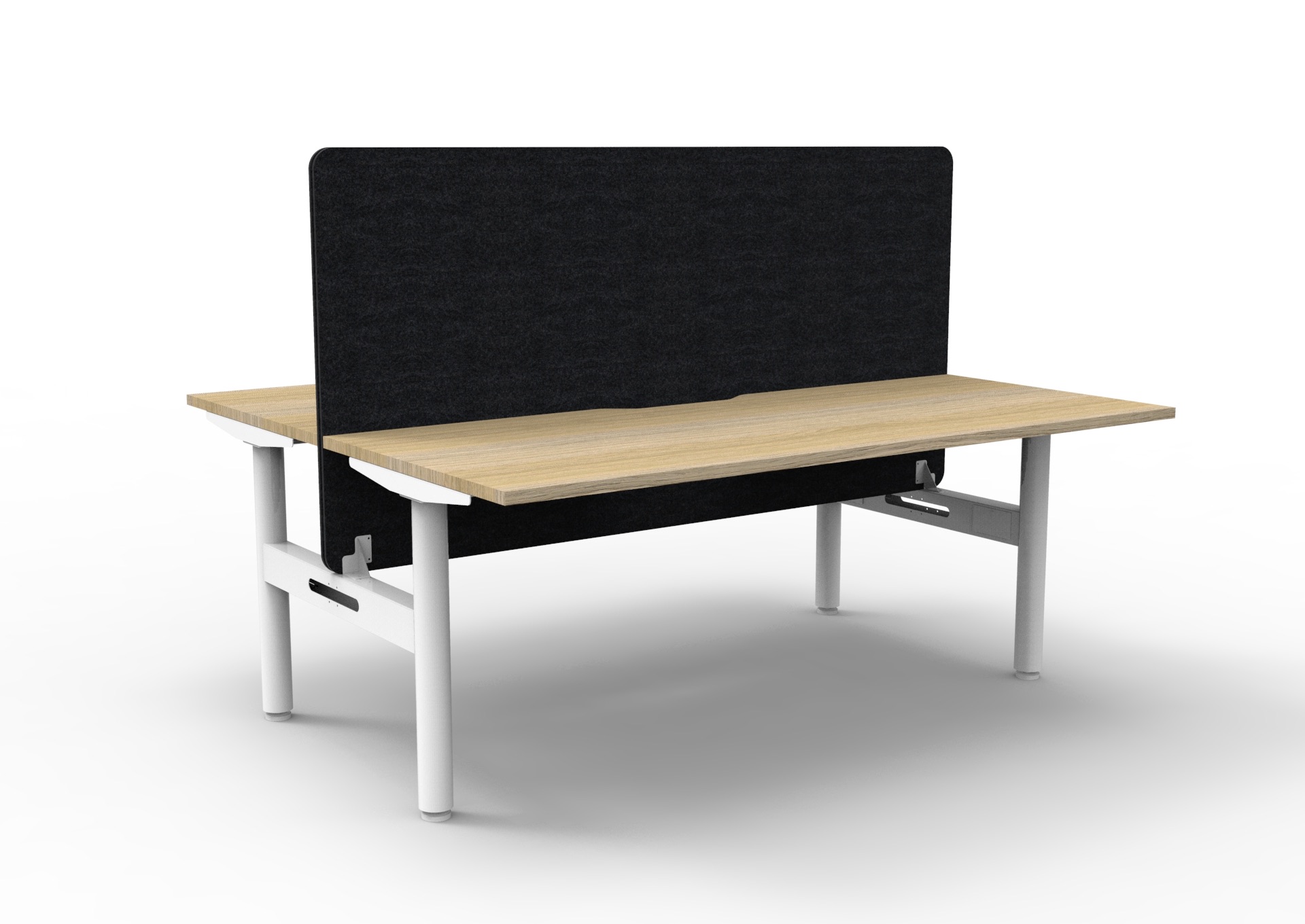 Rapidline Halo Static Back-to-Back Desk | 1800mm W x 750mm D | Natural Oak Top, White Satin Frame, Black PET Eco Panel Screen