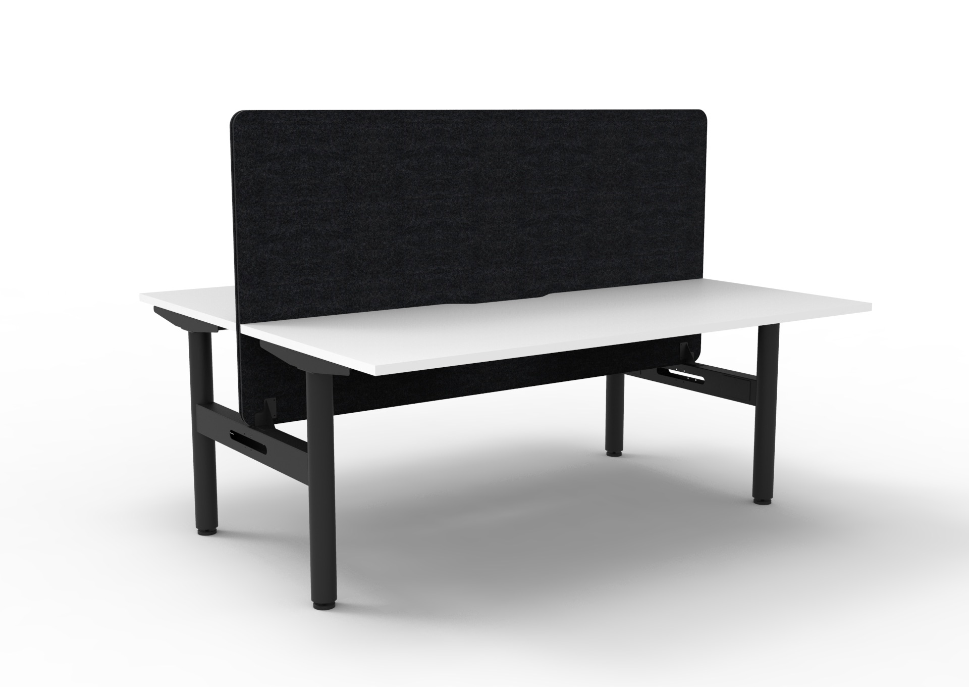 RAPIDLINE Halo Static Back-to-Back Desk | 1500 x 750mm | Natural White Top, Black Satin Frame, Black PET Screen