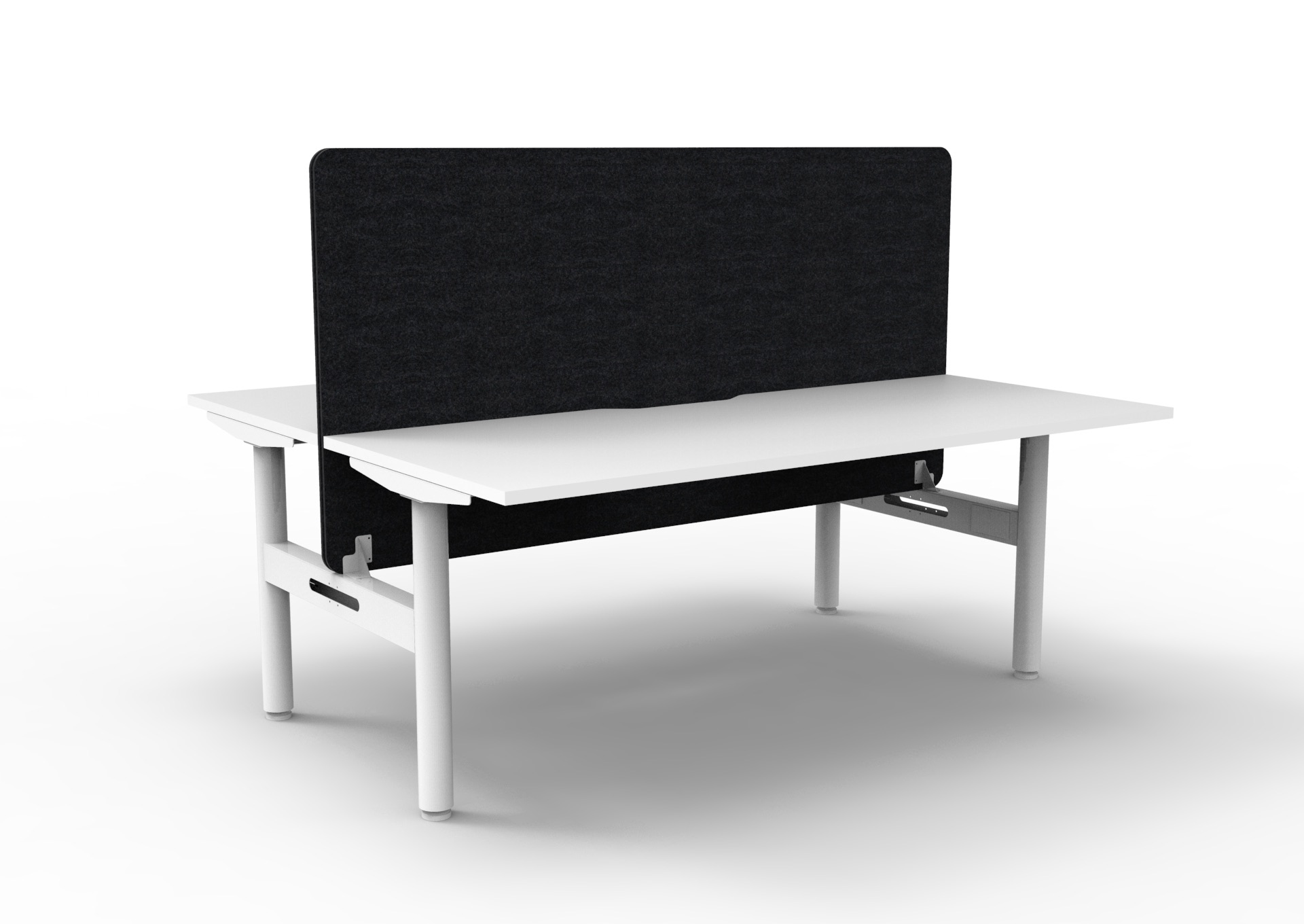 Rapidline Halo Static Back-to-Back Desk – 1500×750mm | Natural White Top, White Satin Frame, Black PET Screen