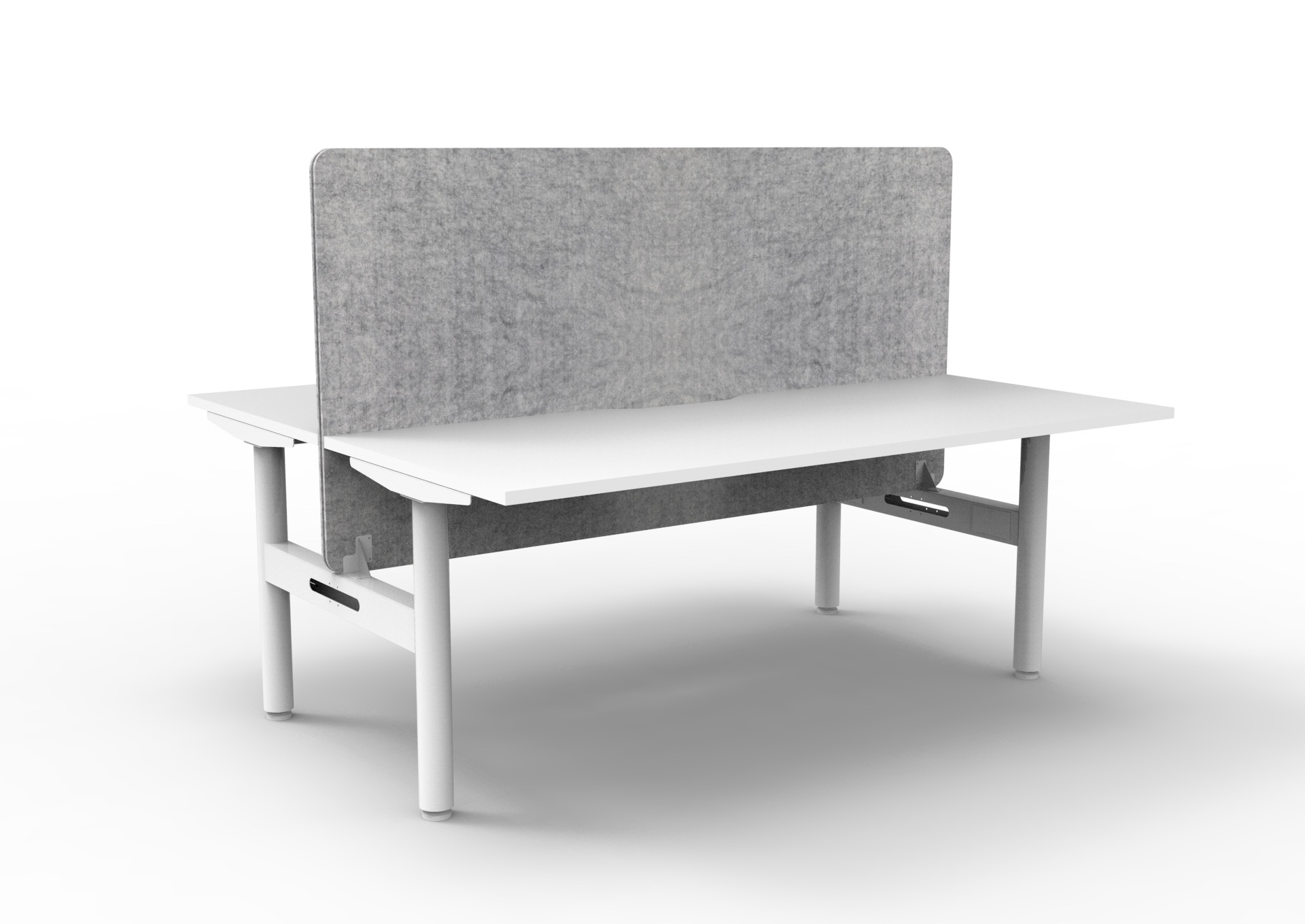 Rapidline Halo Static Back-to-Back Desk – 1500×750mm | Natural White Top, White Satin Frame, Marble Grey PET Screen