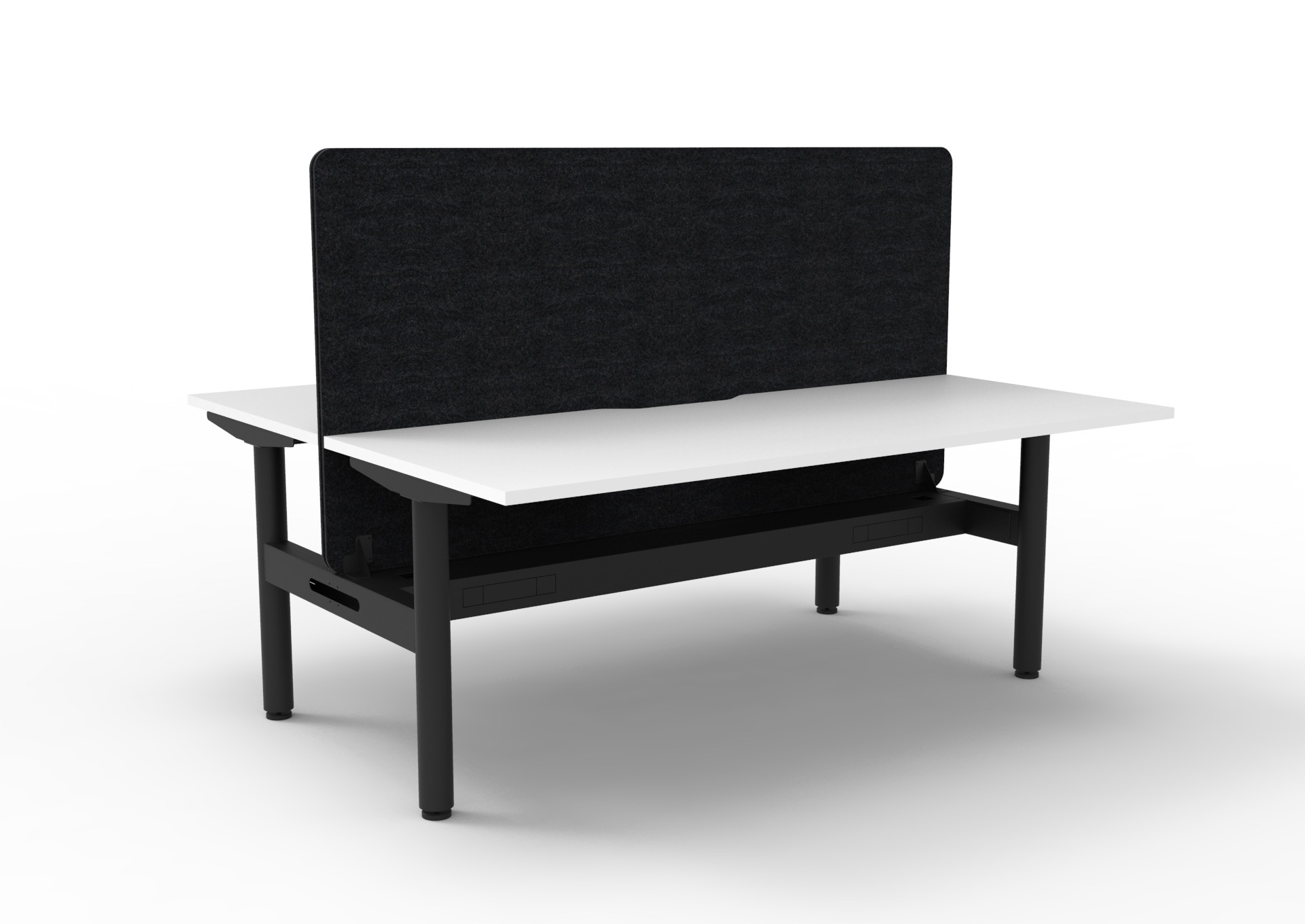 RAPIDLINE Halo Static Back-to-Back Workstation 1500W x 750D – White Top, Black Satin Frame, Black Eco Panel Screen