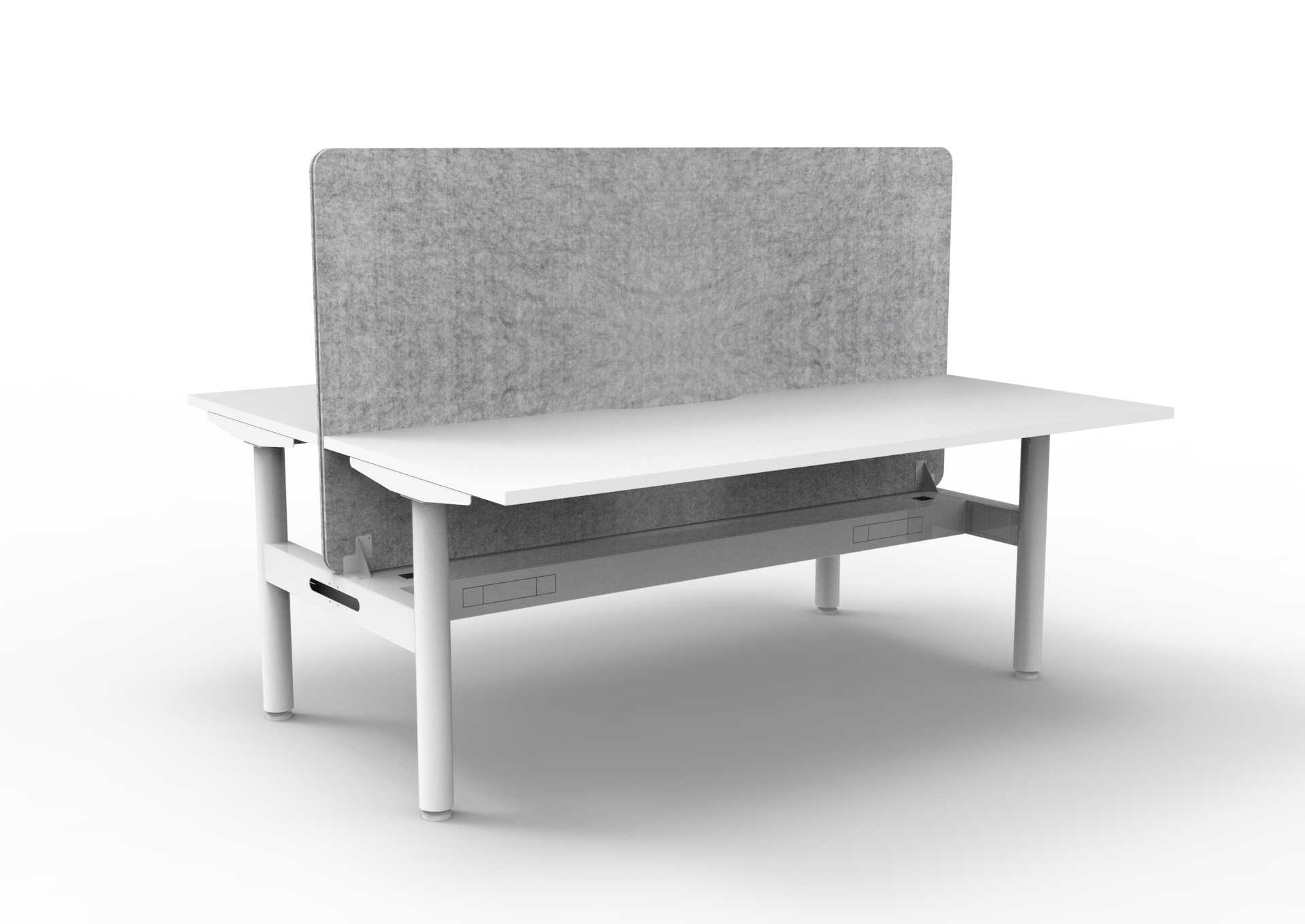 Rapidline Halo Static Back-to-Back Desk 1200 x 750mm | Natural White Top, White Satin Frame, Cable Tray, Marble Grey PET Screen