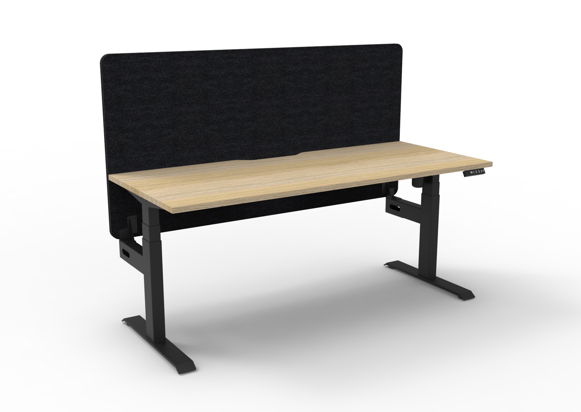 Rapidline Boost Light Standing Desk – 1800mm × 750mm, Natural Oak Top & Black Satin Frame, Black PET Screen