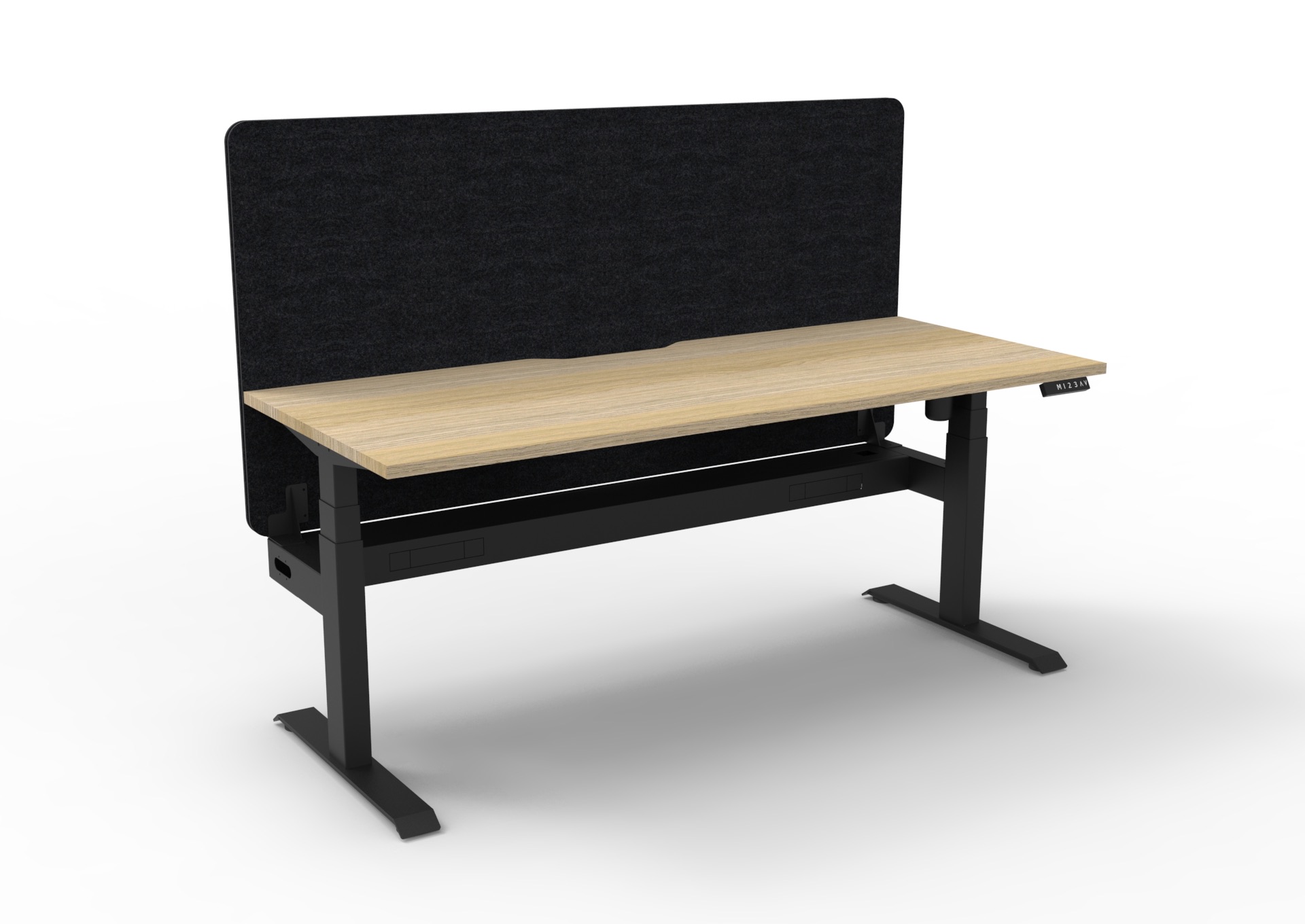 RAPIDLINE Boost Light Sit-Stand Desk – 1800×750mm, Natural Oak Top, Black Satin Frame, Black PET Screen