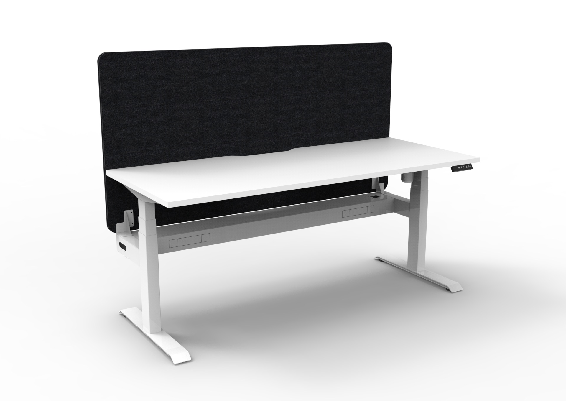 Rapidline Boost Light Sit-Stand Desk – 1800×750mm, Natural White Top, Black PET Screen & Cable Tray