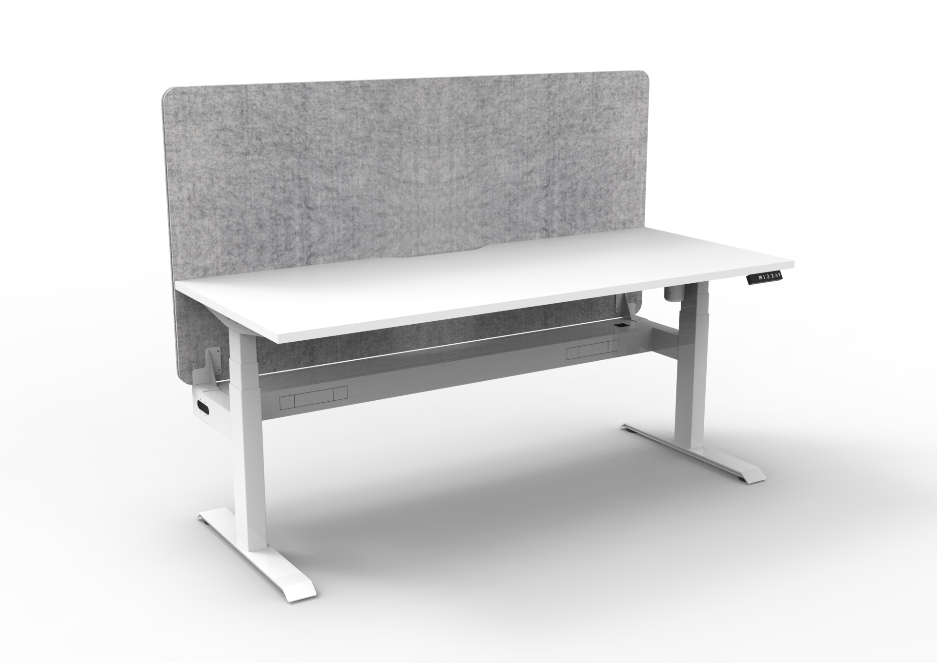 Rapidline Boost Light Sit-Stand Desk – 1800×750mm, Natural White Top, Marble Grey PET Screen & Cable Tray
