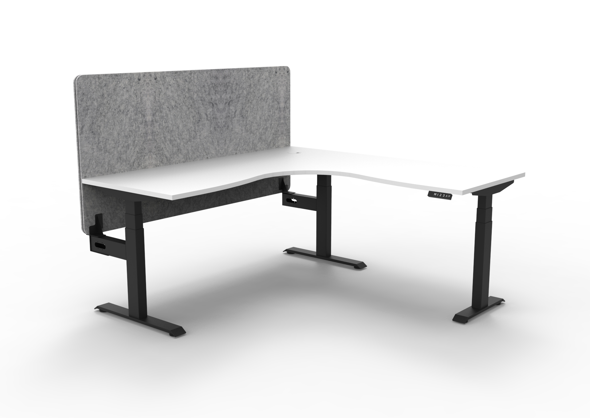 RAPIDLINE Boost+ Corner Workstation | 1800mm x 750mm | Natural White Top, Black Satin Frame, Marble Grey PET Screen