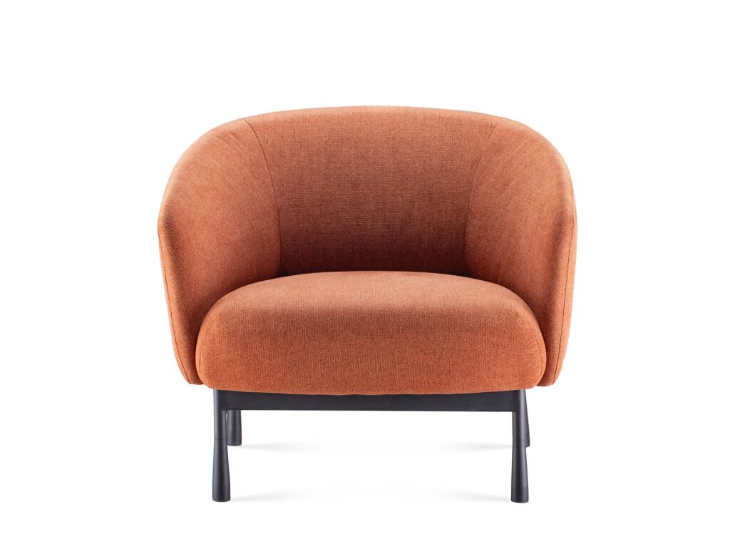 RAPIDLINE Cosmos 1-Seater Lounge Chair | Rust Upholstery | Black Powder-Coated Frame