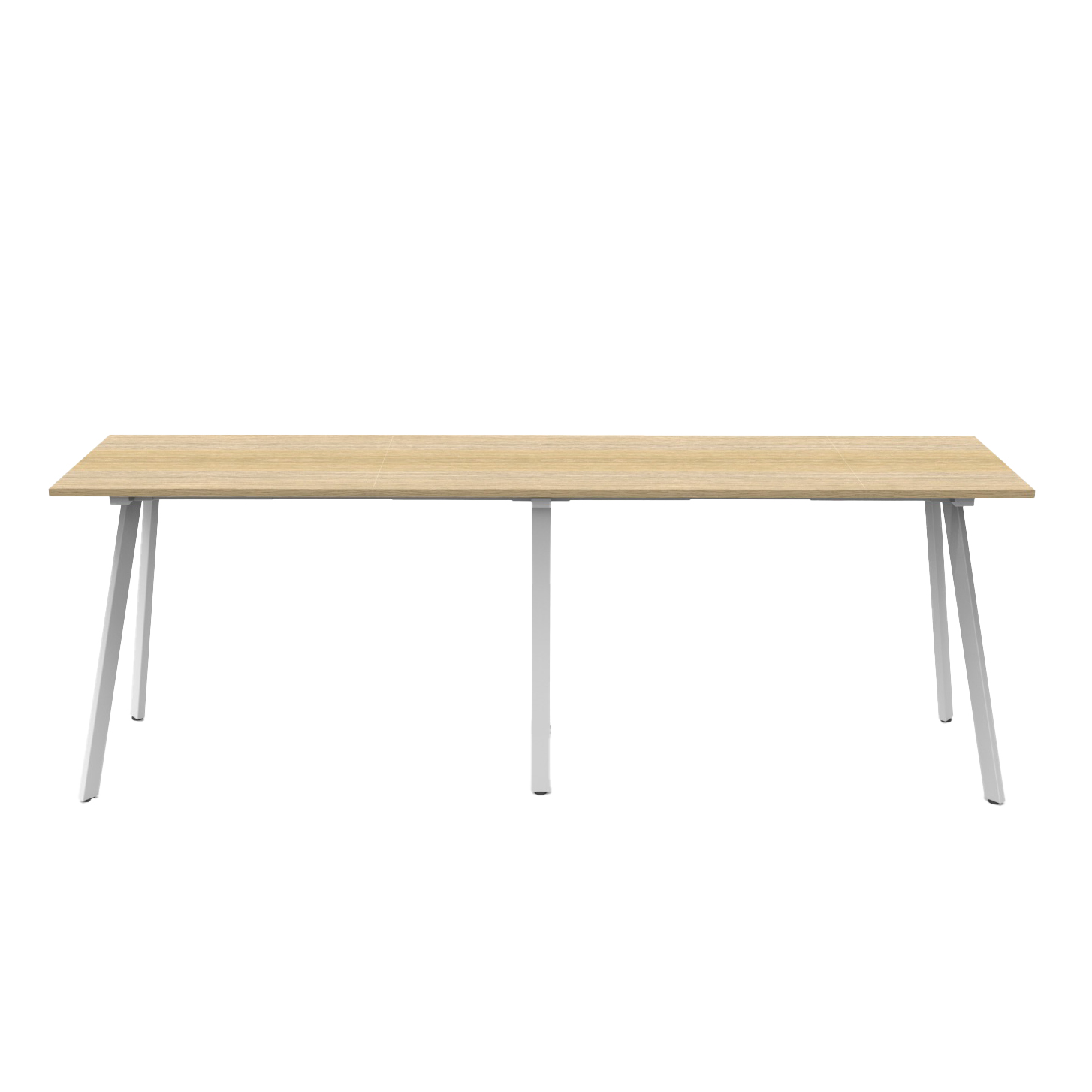 Rapidline Eternity High Bar Table – 3000mm W x 750mm D x 1050mm H – Natural Oak Top, White Satin Base