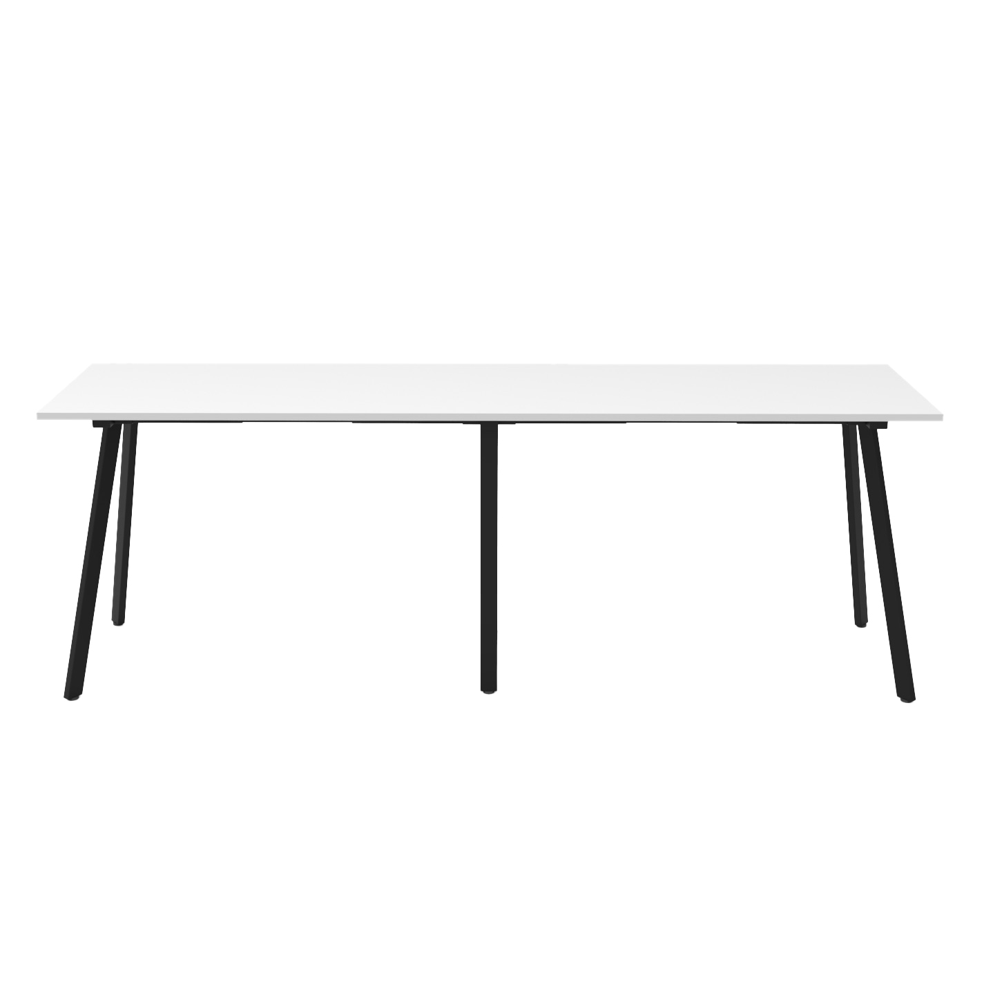 Rapidline Eternity High Bar Table – 3000mm W x 750mm D x 1050mm H – Natural White Top, Black Satin Base
