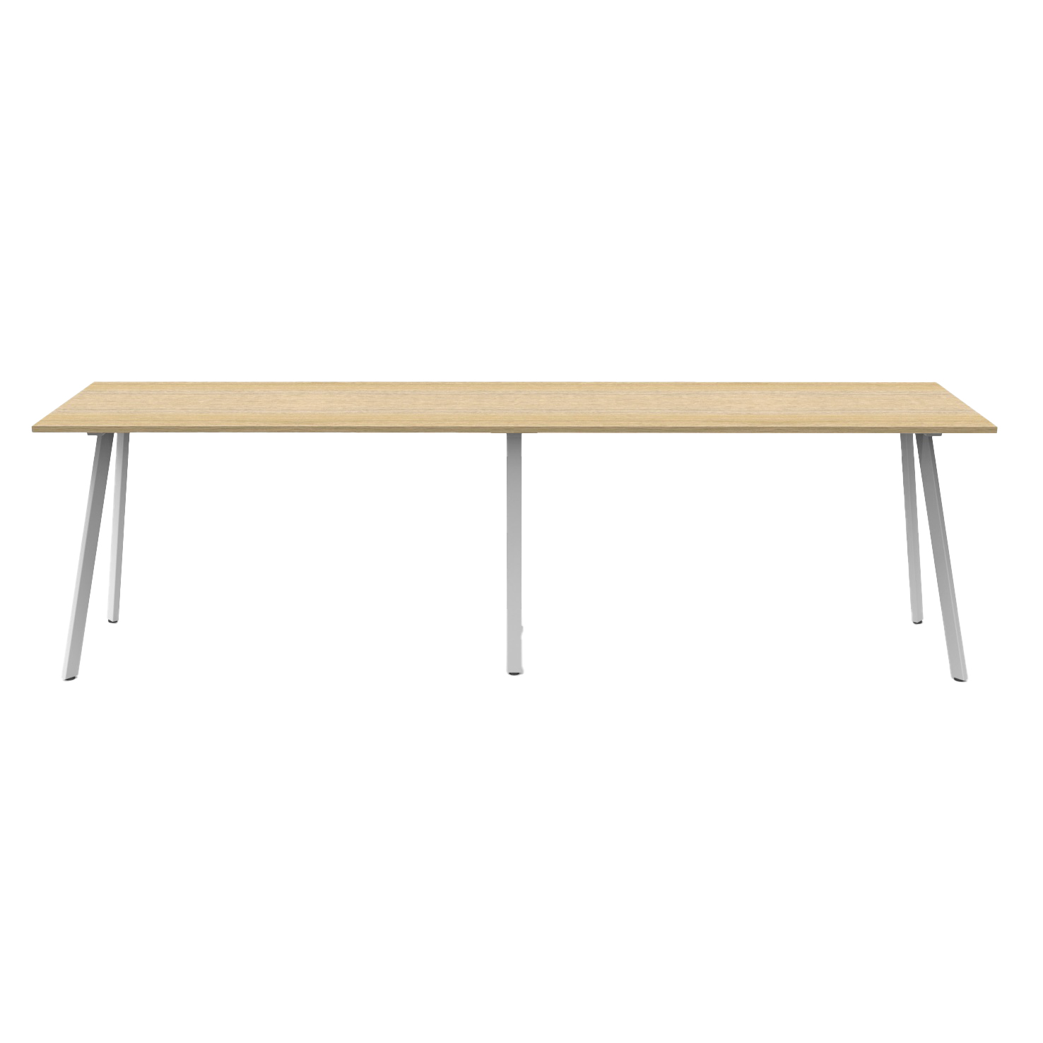Rapidline Eternity High Bar Table – Natural Oak Top, White Satin Base (3600 × 900 × 1050mm)