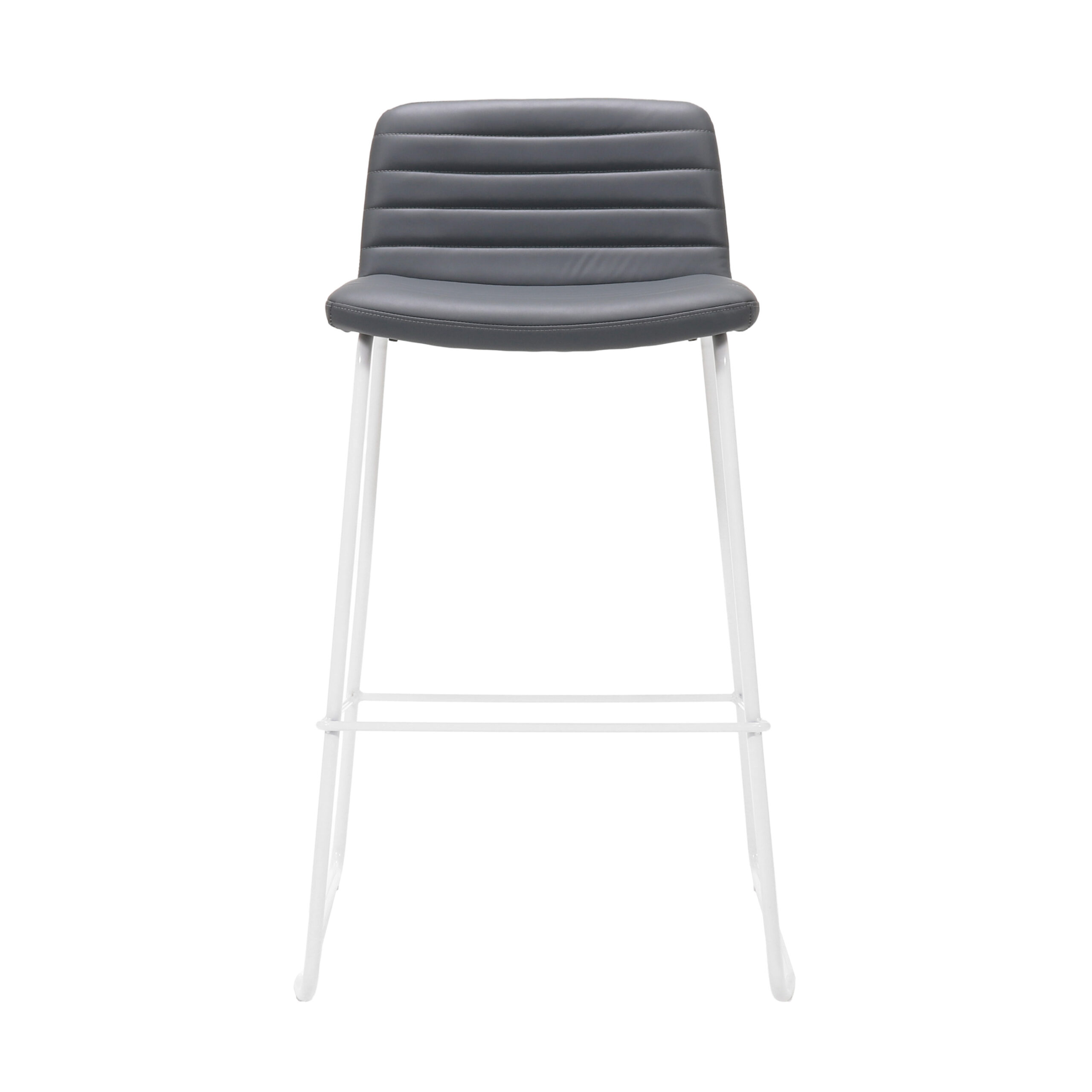 Rapidline Pixel Counter Stool 630H – French Navy PU Seat, White Powder Coat Base