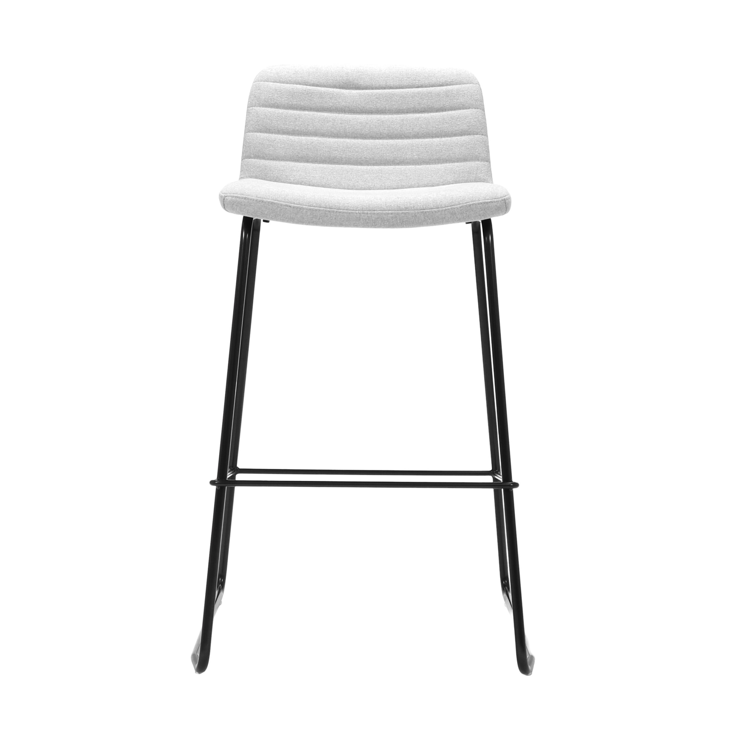 Rapidline Pixel Counter Stool 630H – Light Grey Fabric Seat, Black Powder Coat Base